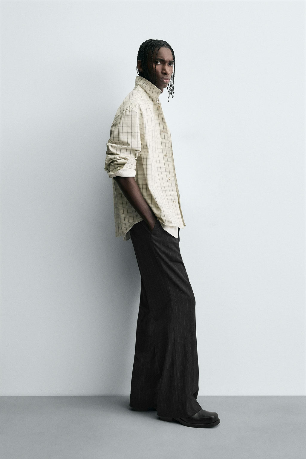 TEXTURED CHECK OVERSHIRT - Zara фото 5
