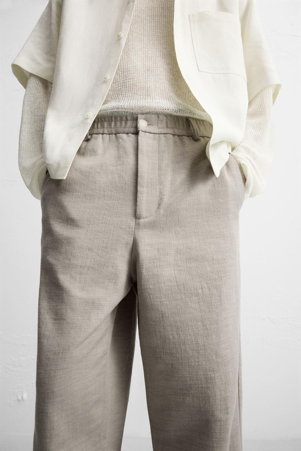 TEXTURED REGULAR FIT TROUSERS - Zara фото 25