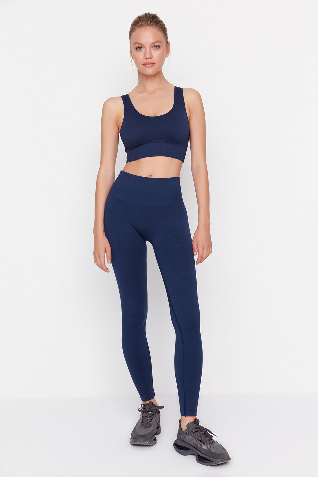 TRENDYOLMILLA Siyah Seamless/Dikissiz Toparlay?c? Tam Boy Orme Spor Tayt TWOAW23TY00027  фото 3