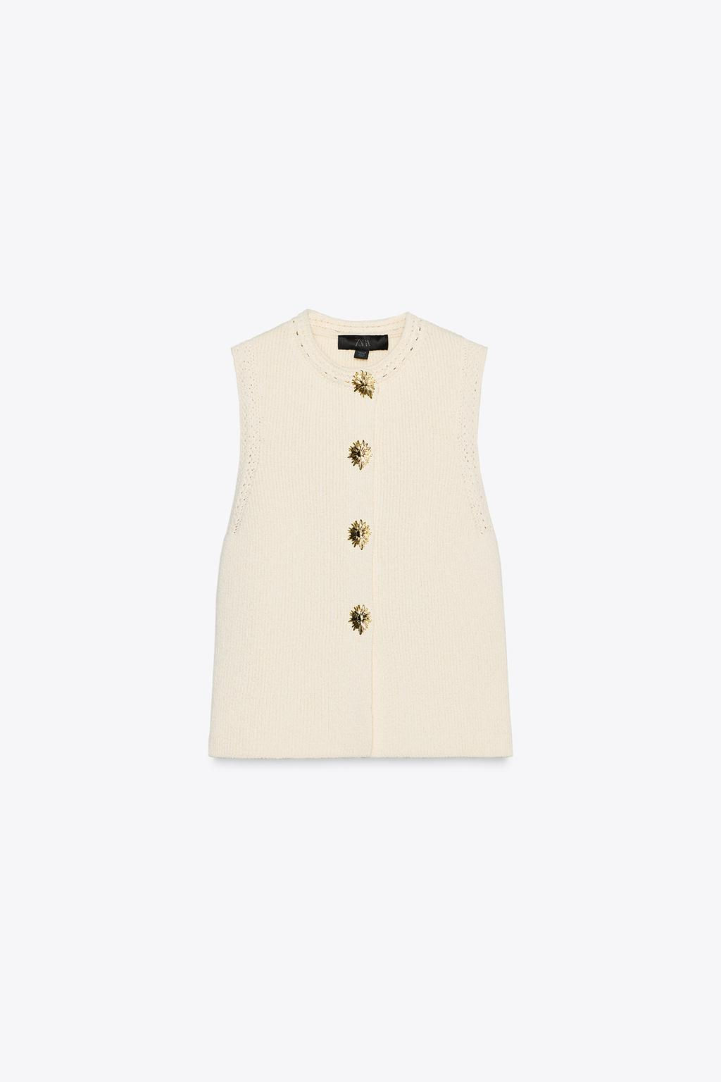 KNITTED TOP WITH GOLD BUTTONS - Zara фото 5