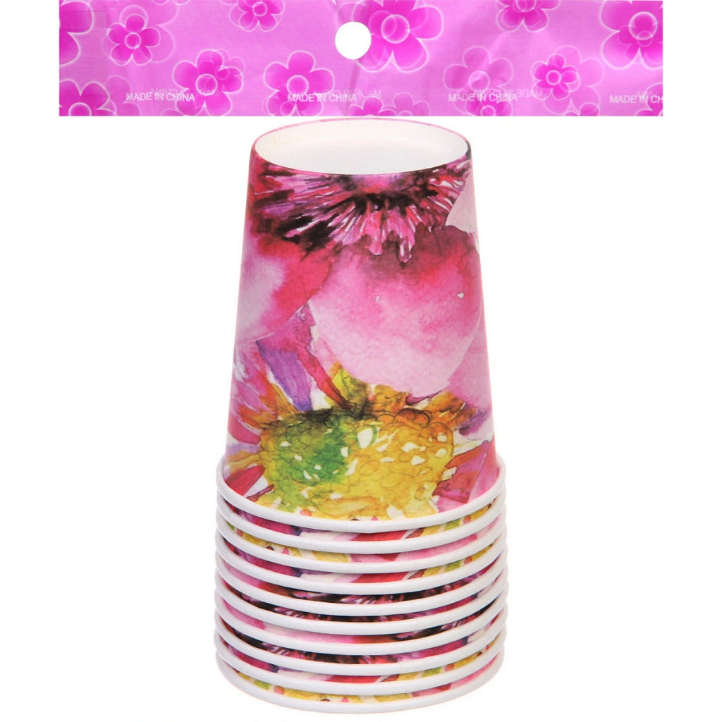 Стакан бумажный 0,2л в наборе 10 шт "Летнее настроение"