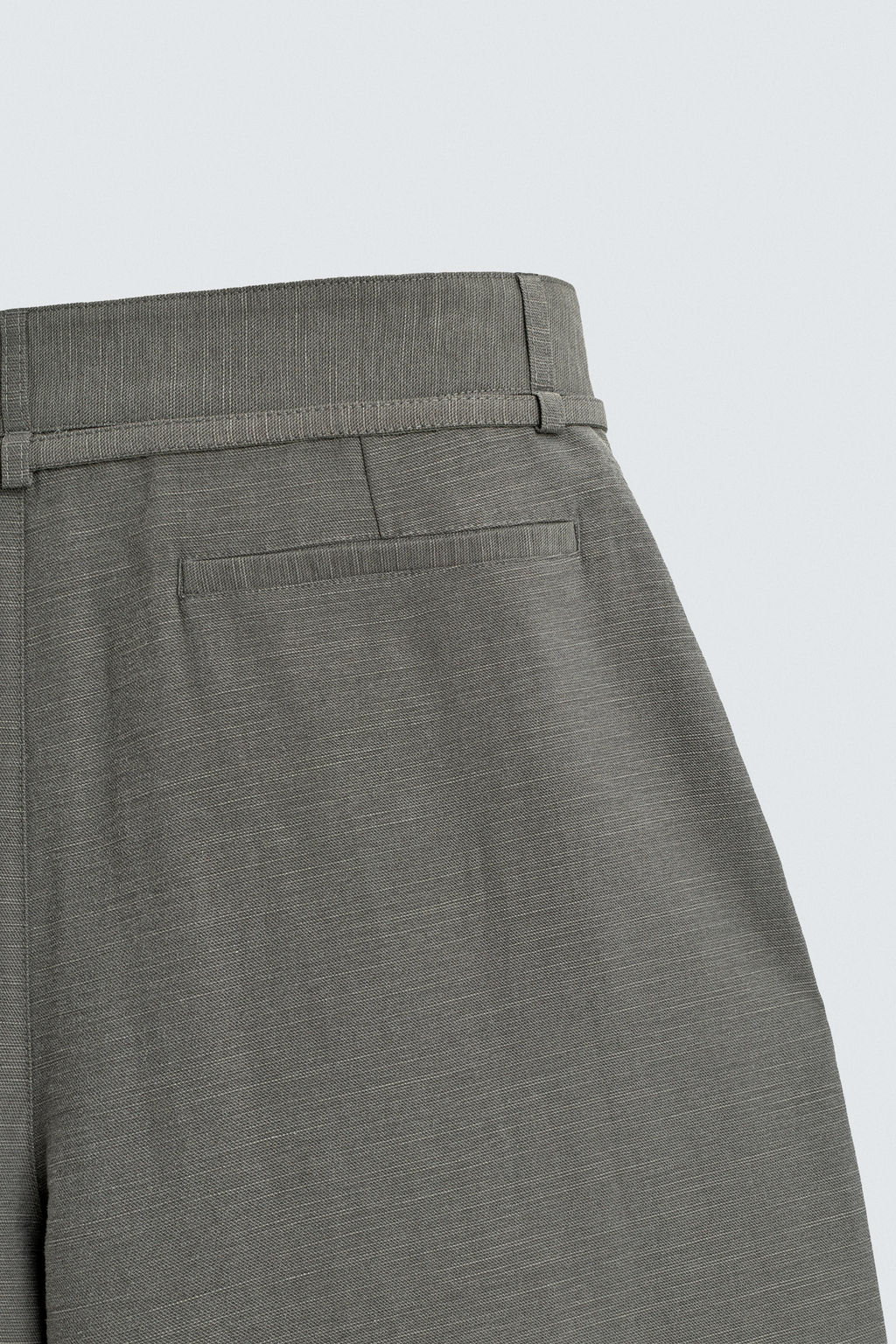 PANTAL?N BALLOON FIT PLIEGUES CINTUR?N / Verde gris - Zara фото 9