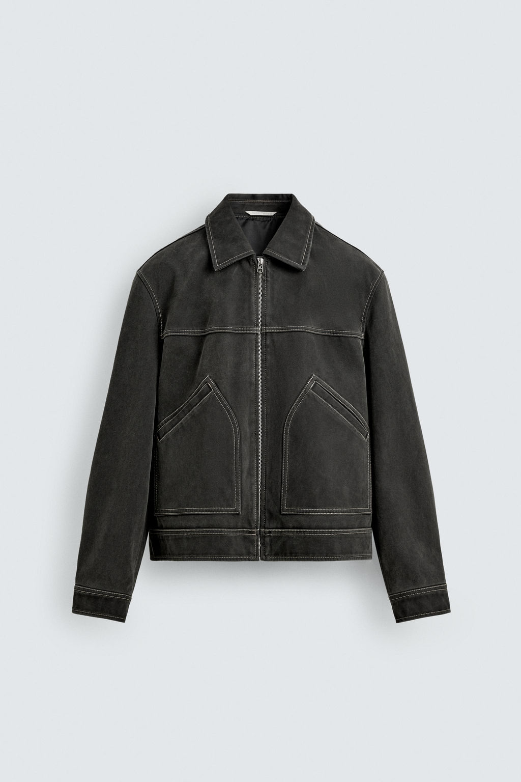 CAZADORA EFECTO LAVADO PESPUNTES / Gris oscuro - Zara фото 8