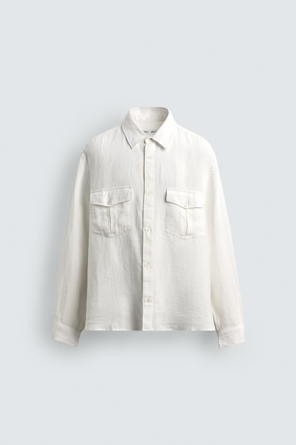 CAMISA RELAXED FIT 100% LINO BOLSILLOS / Blanco roto - Zara фото 6
