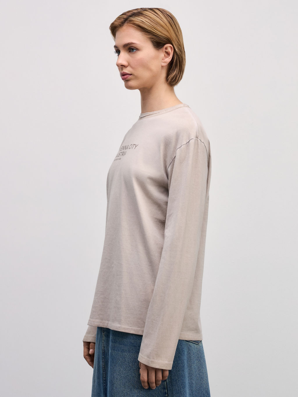 Лонгслив из хлопка garment dye / Zarina  фото 4