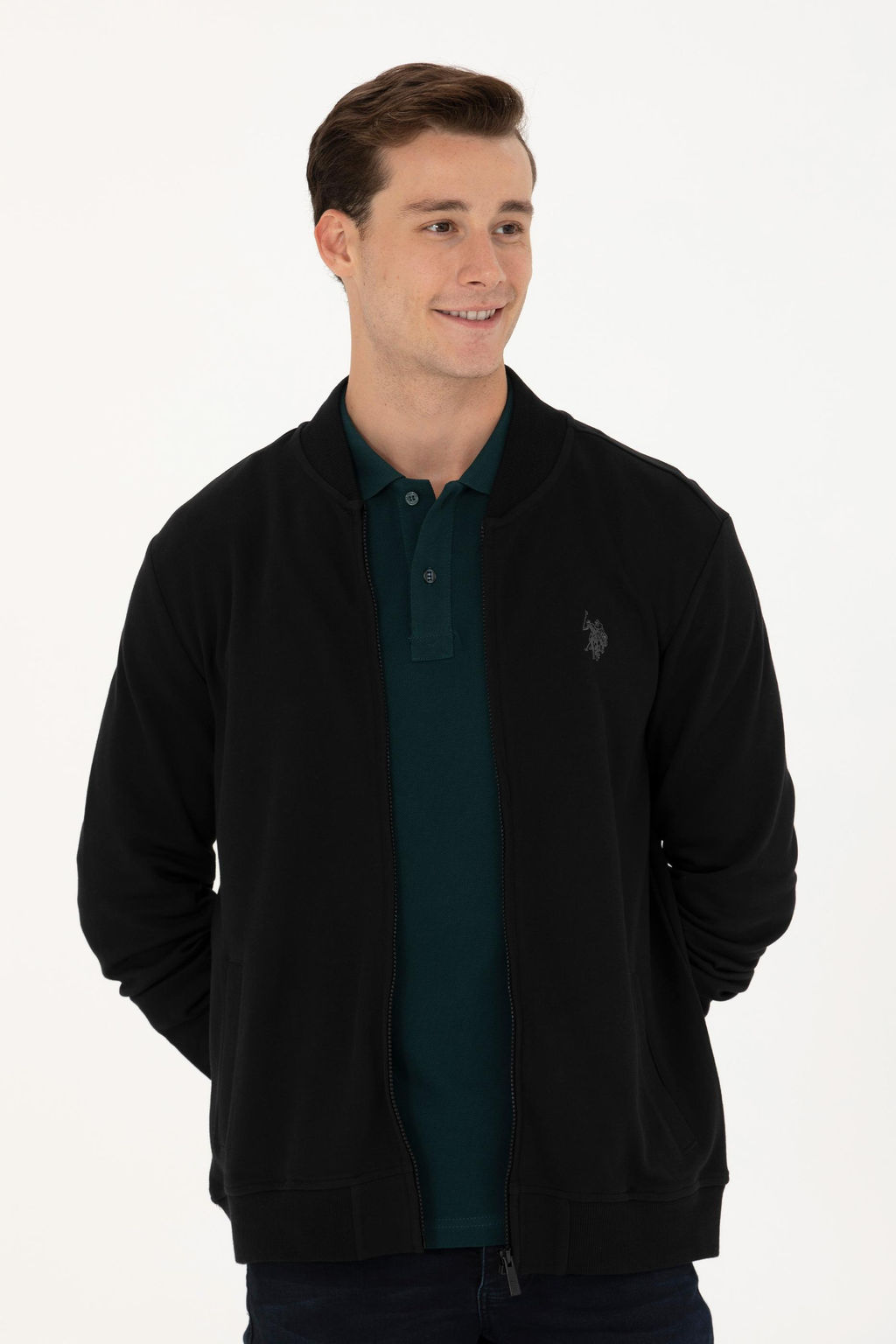 U. S. Polo Assn Мужской черный вязаный кардиган с воротником стойкой - U.s. polo assn фото 10