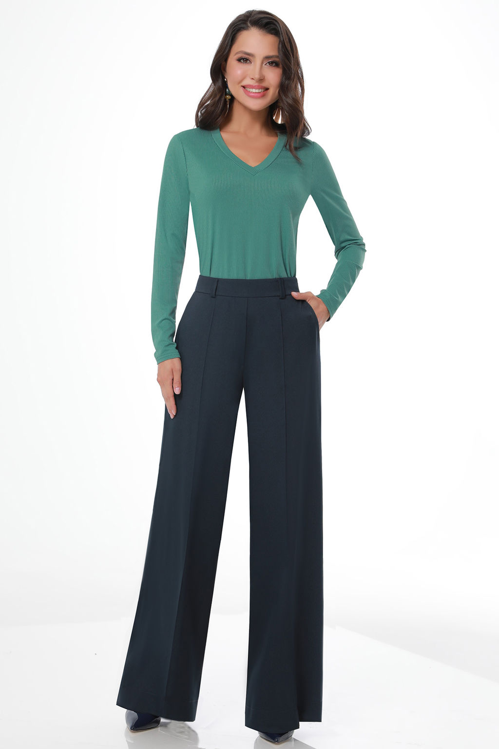 Джемпер зеленый в рубчик - Dstrend фото 2