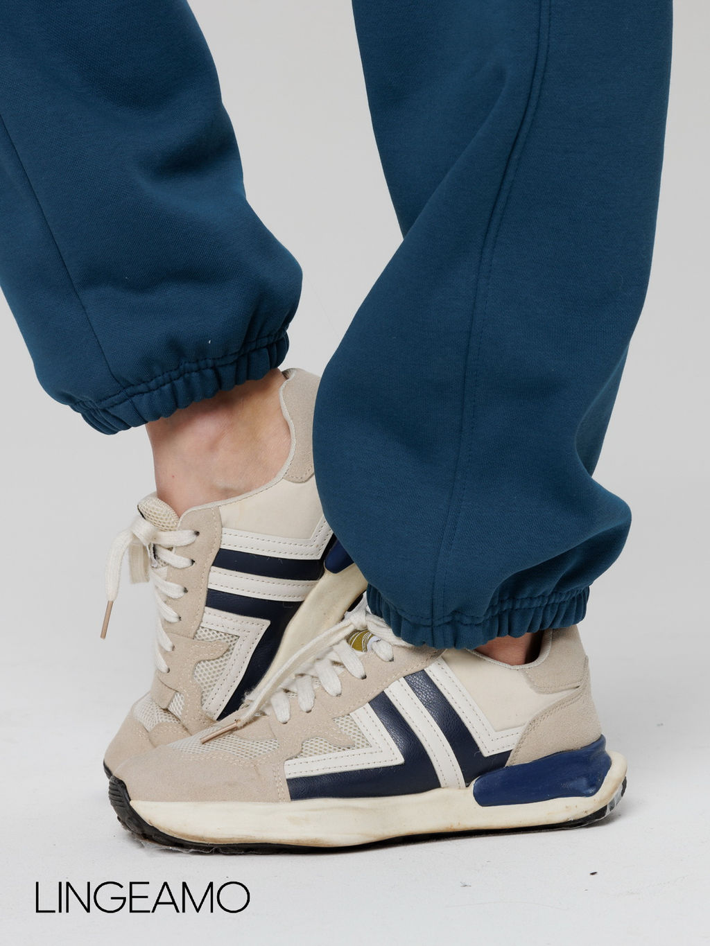 Женские брюки оверсайз из футера с начесом Lingeamo темно-бирюзовые КБ-25 (23)  фото 8