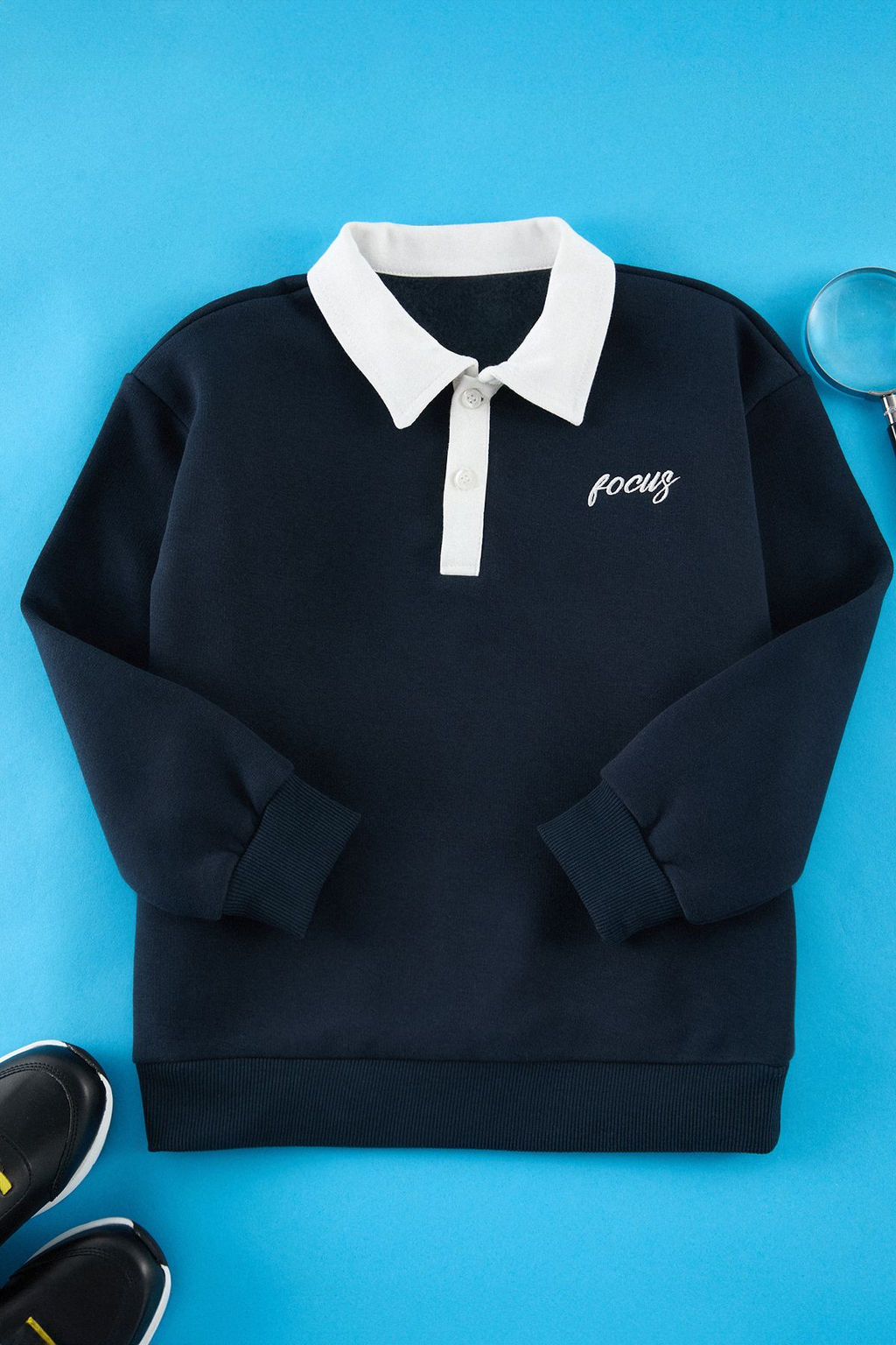 Lacivert Erkek Cocuk Duz Orme Mini Me Sweatshirt TKDAW25SW00121