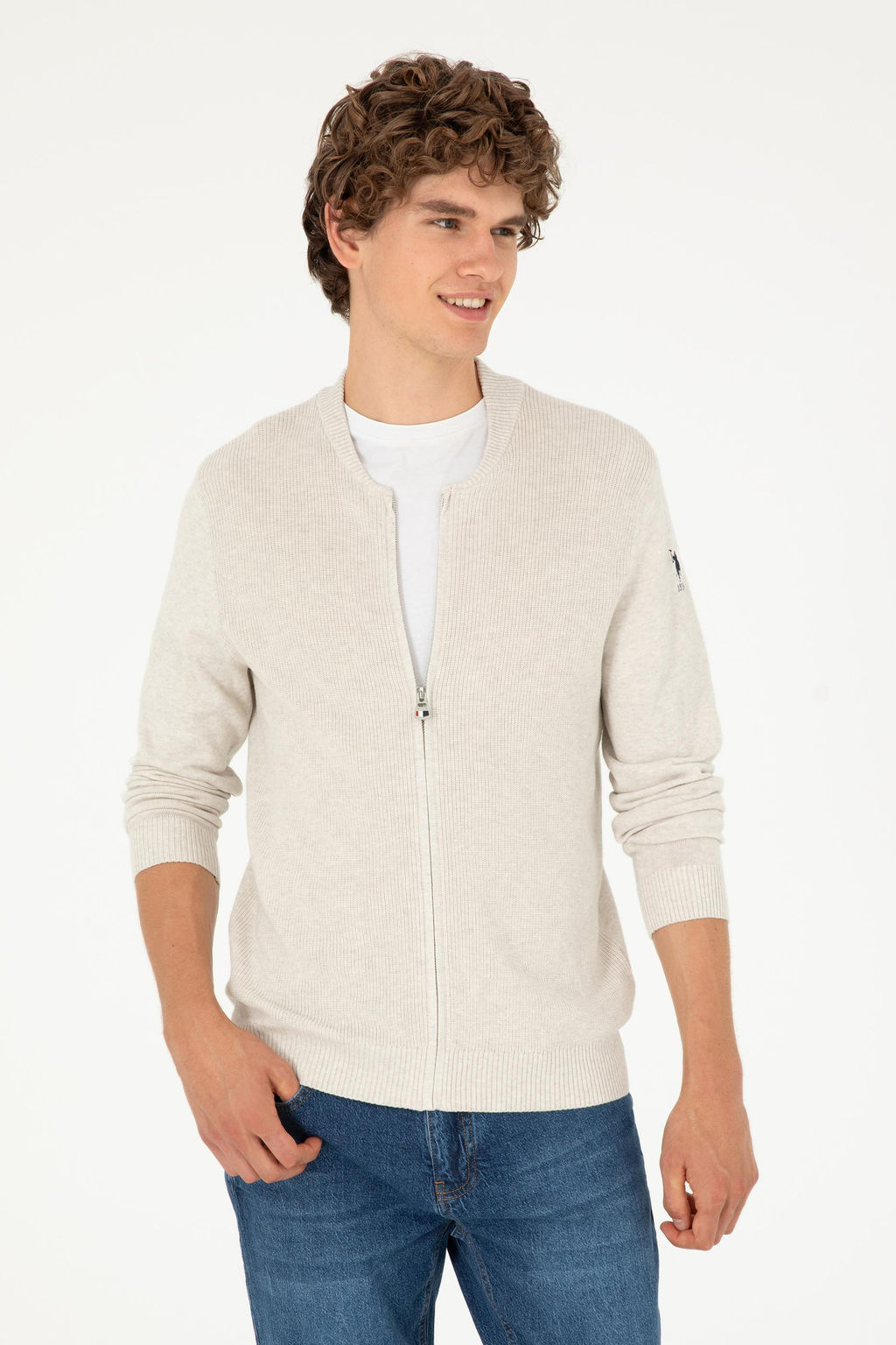 Мужской базовый трикотажный кардиган Stone Melange - U.s. polo assn фото 8
