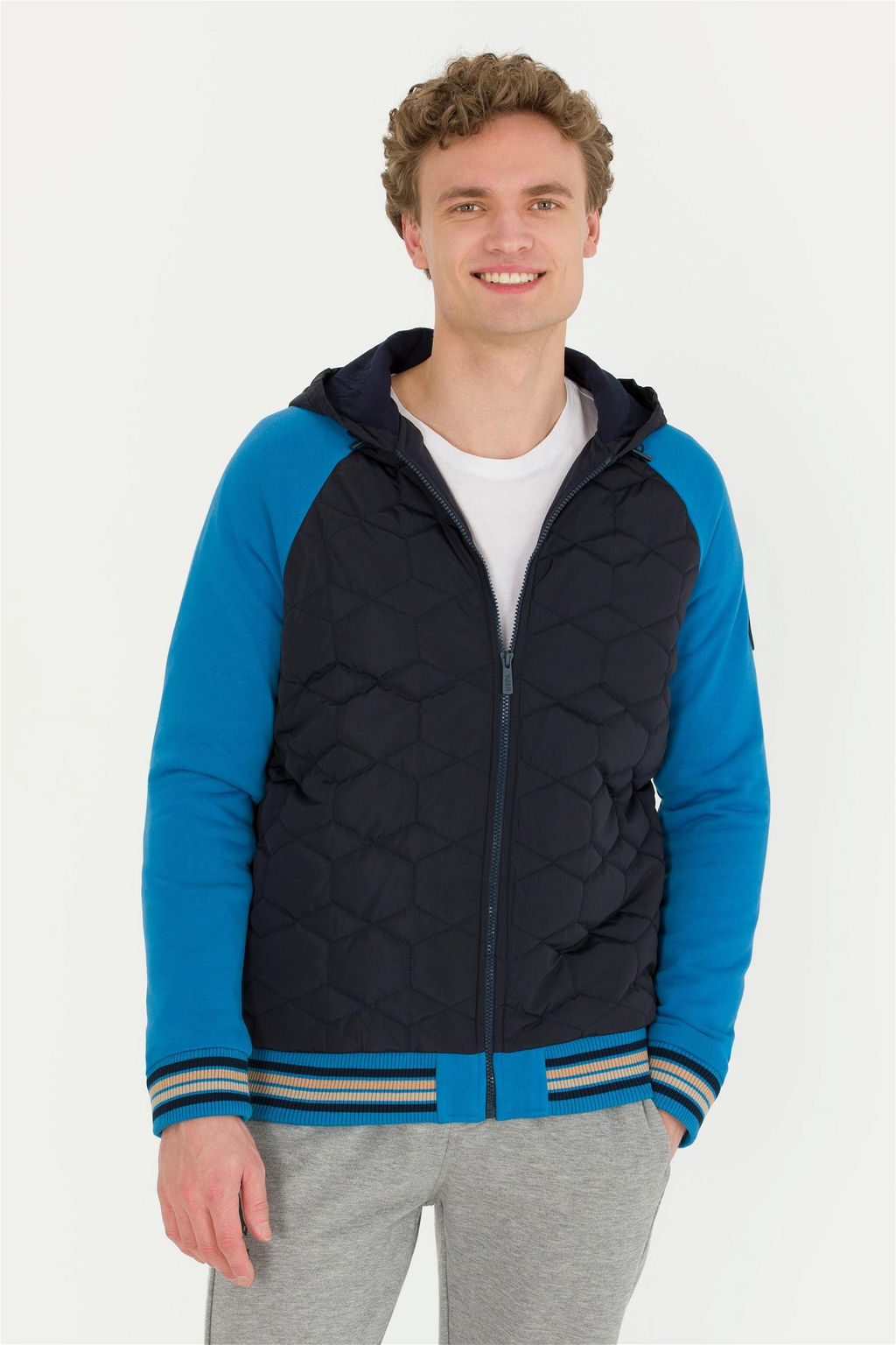U. S. Polo Assn Мужской темно-синий вязаный кардиган с капюшоном - U.s. polo assn фото 10