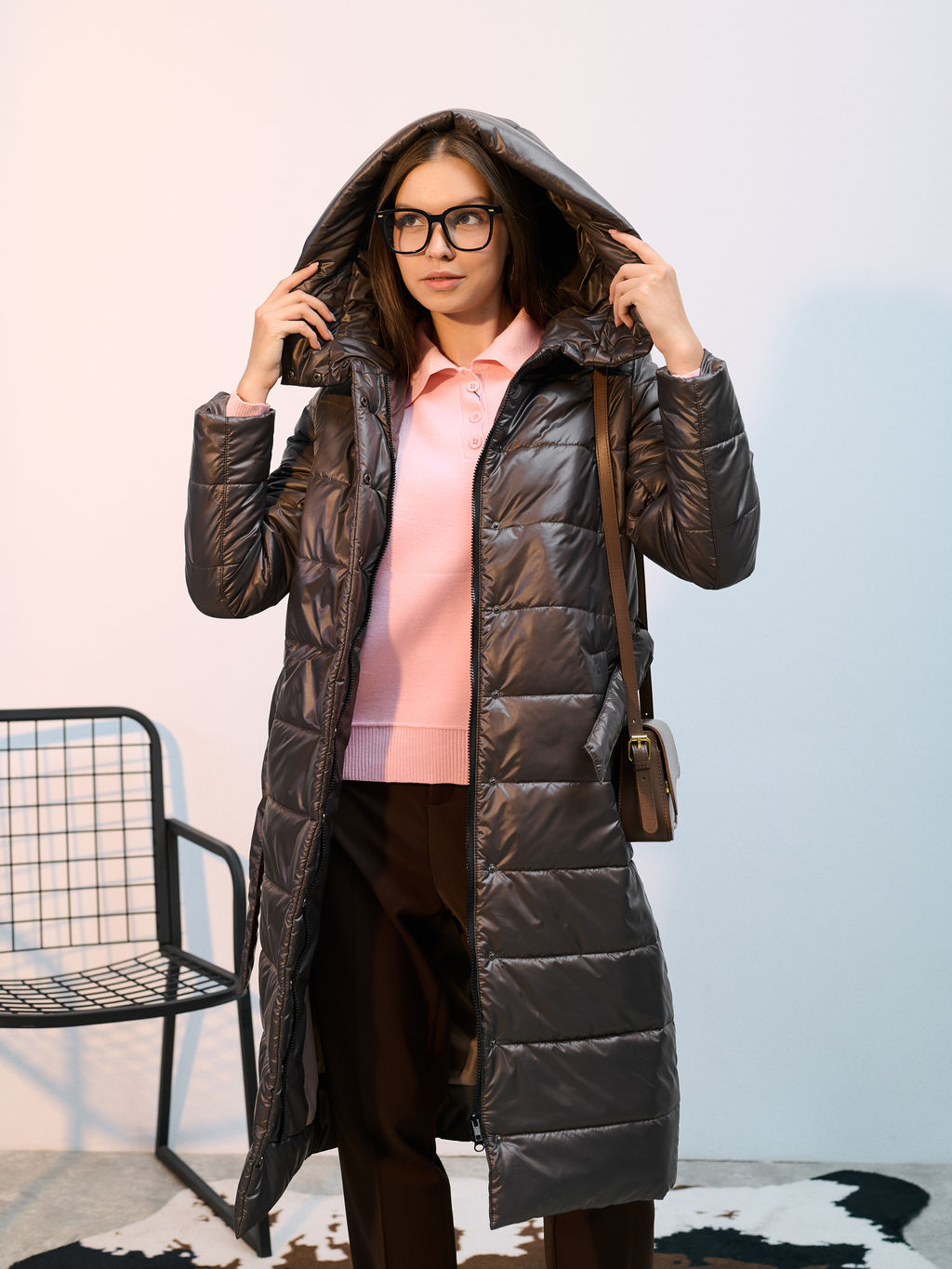 Пальто демисезонная "Анель" коричневый