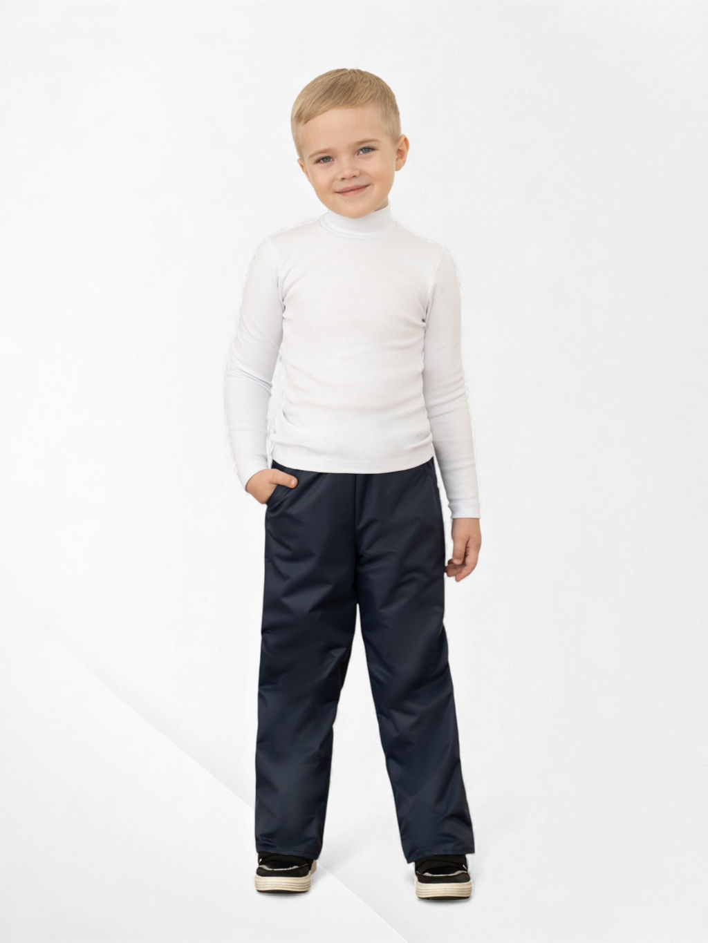 Брюки на поясе демисезонные темносиние