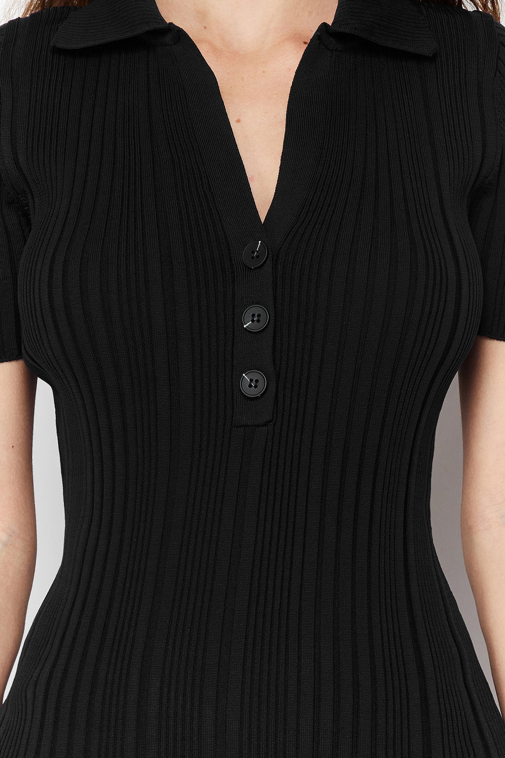 Siyah Maxi Polo Yaka Elbise TWOSS24EL00282