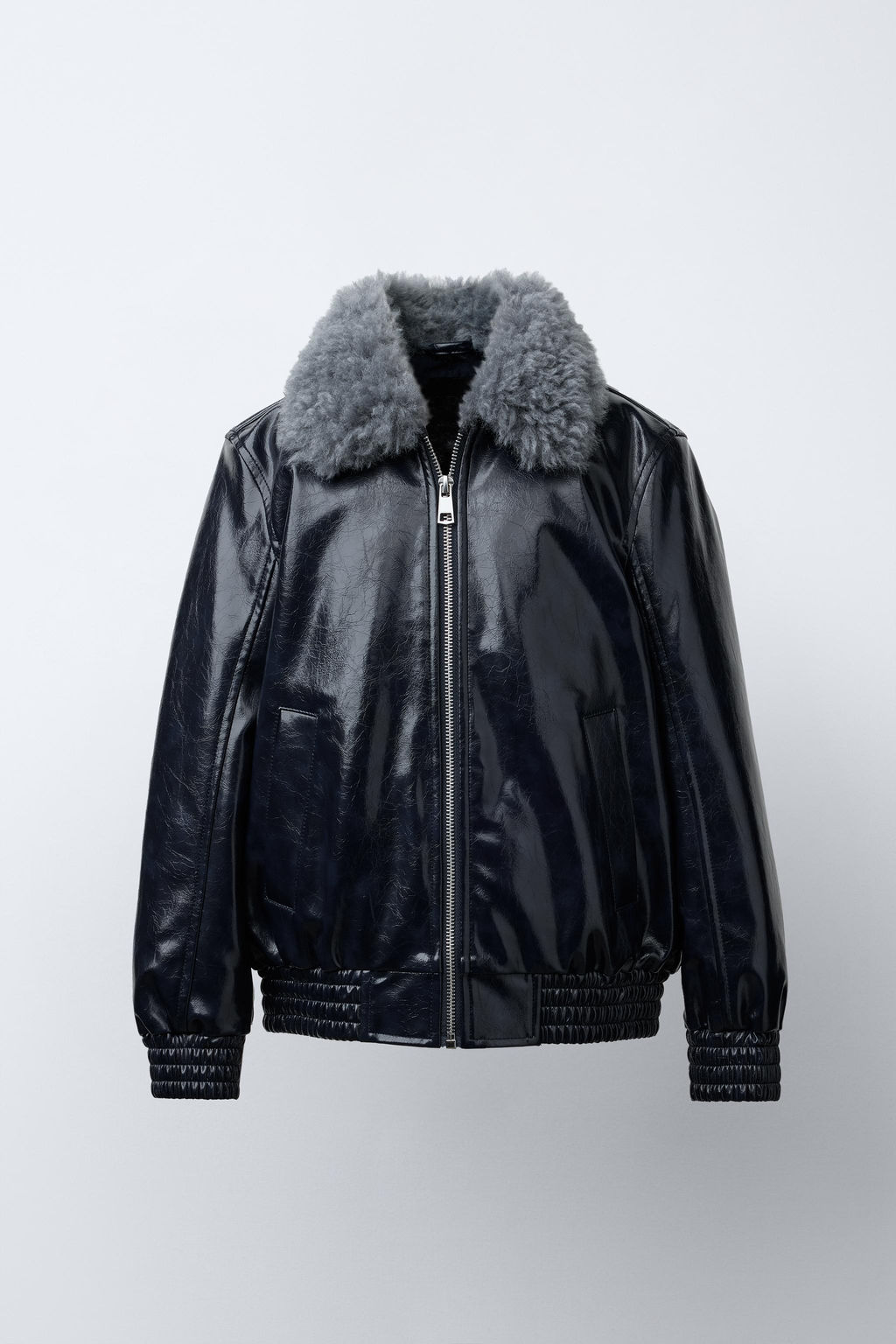 BOMBER JACKET WITH FAUX FUR COLLAR