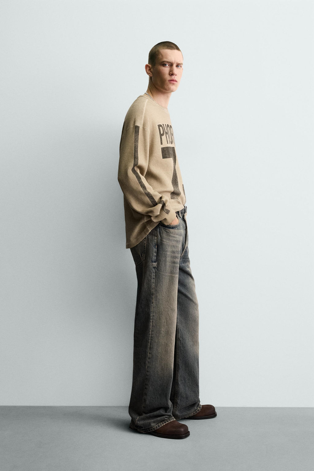 PRINTED WAFFLE-KNIT SWEATSHIRT - Zara фото 13