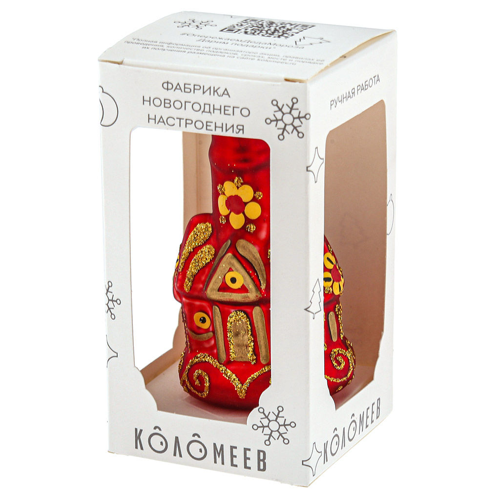 Елочная игрушка фигурка стеклянная Замок Народные Узоры h11см, ручная художественная роспись, подарочная упаковка (Россия) - Домашняя мода фото 5