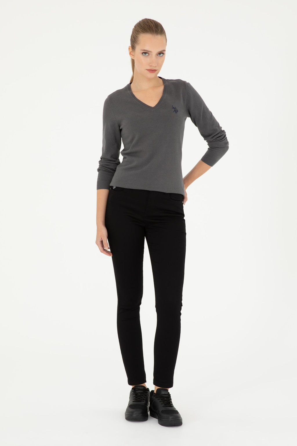 Женские черные брюки из плотной ткани - U.s. polo assn фото 3