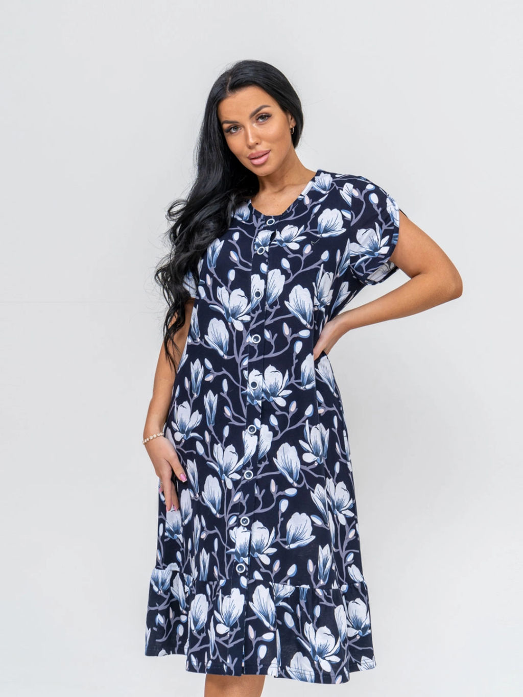 Халат женский Текс-Плюс, цвет синий белый