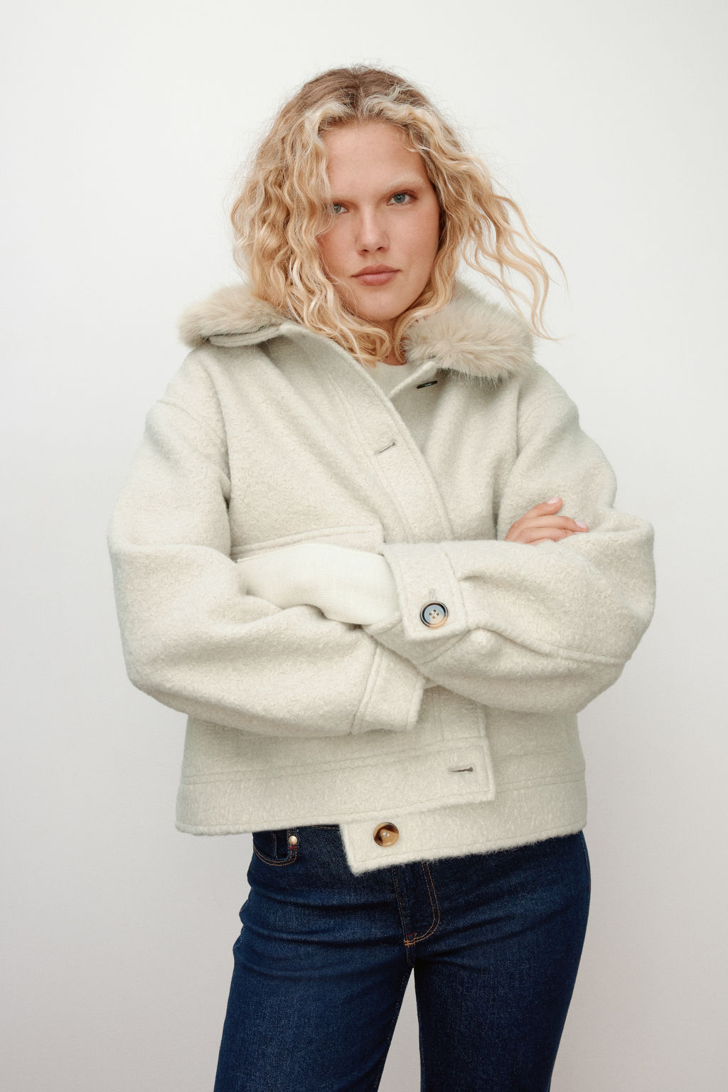 Cazadora de sarga con cuello efecto pelo - H&m фото 8