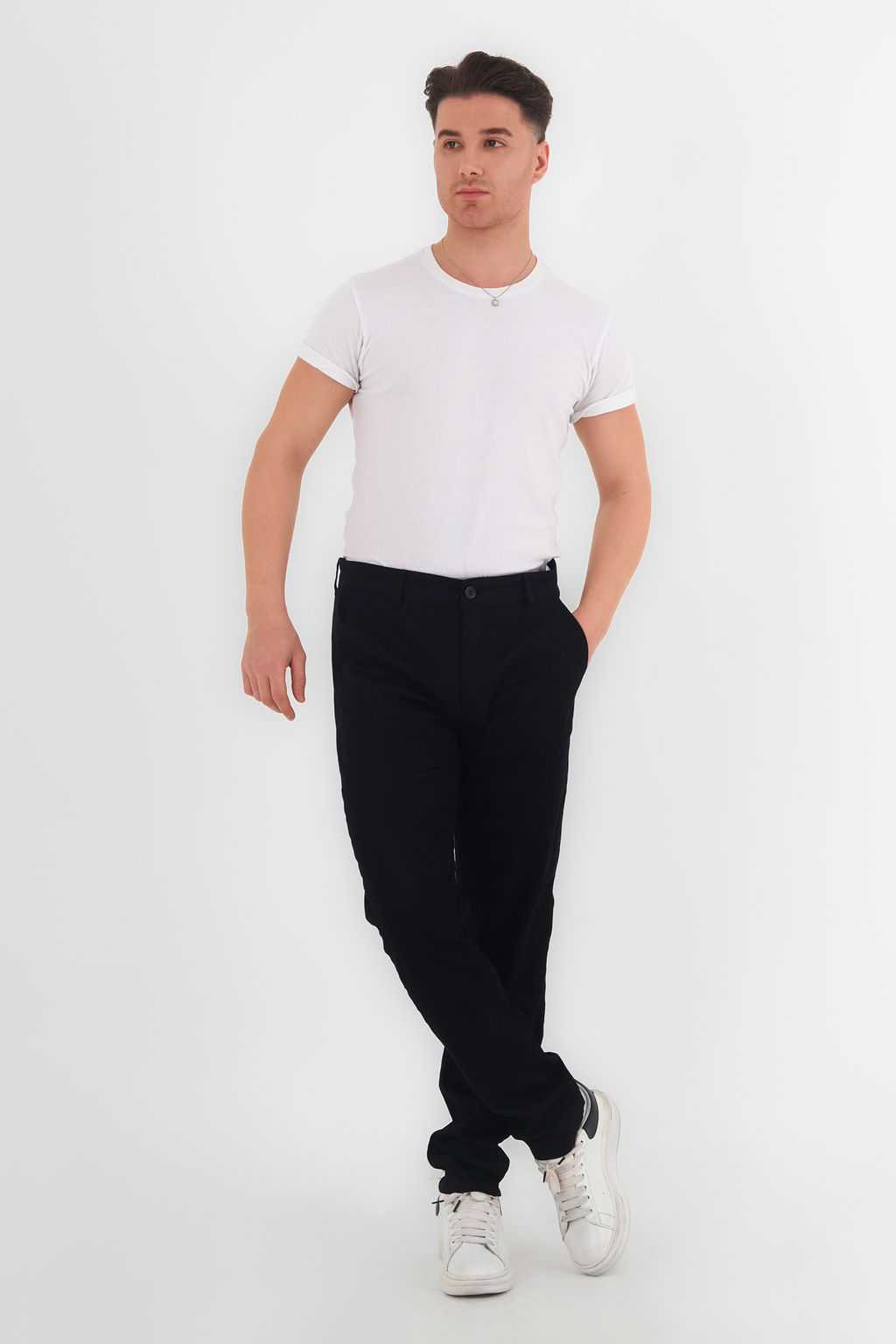 Siyah Slim Fit Basic Chino Esnek Gabardin Pantolon TMNSS25PL00018