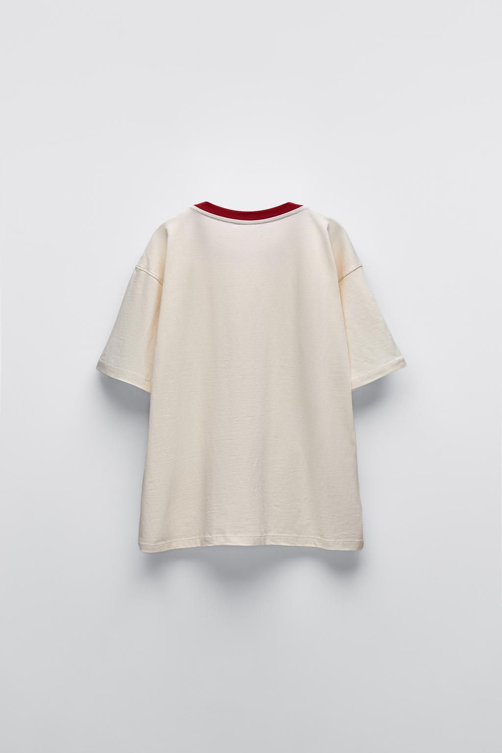 T-SHIRT WITH PIPING - Zara фото 3