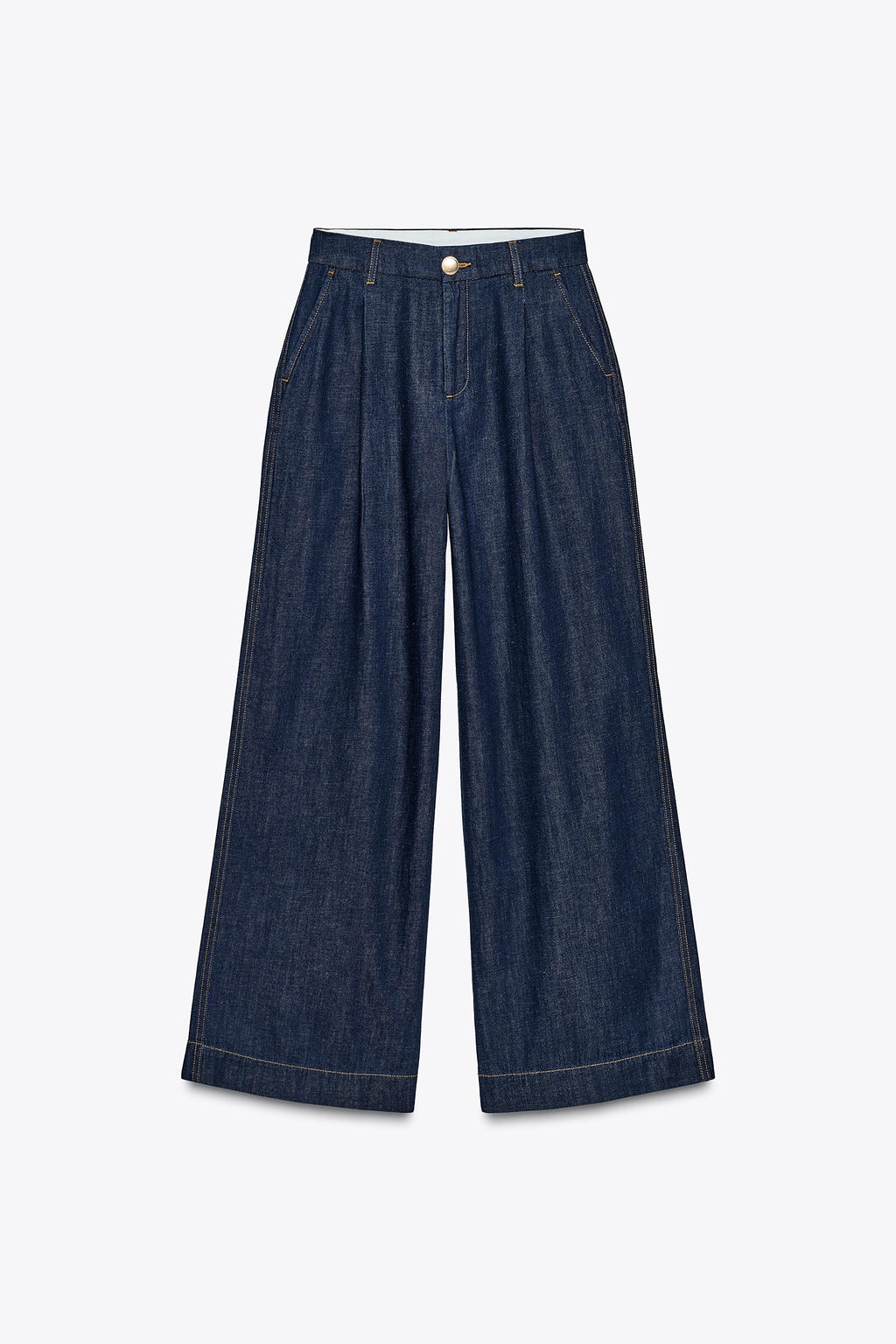 WIDE-LEG DENIM-EFFECT TROUSERS - Zara фото 4