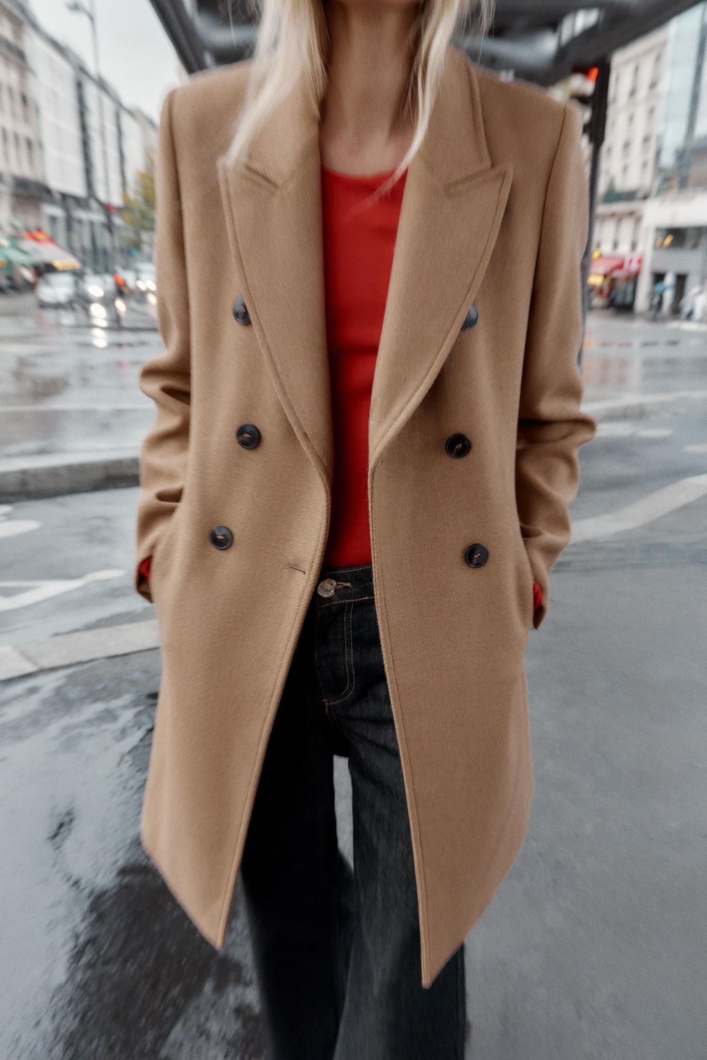 DOUBLE-BREASTED COAT WITH SHOULDER PADS - Zara фото 3