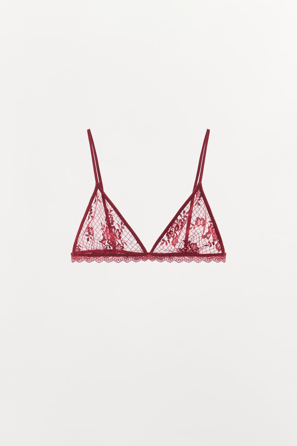 SUJETADOR TRIANGULAR ENCAJE / Granate