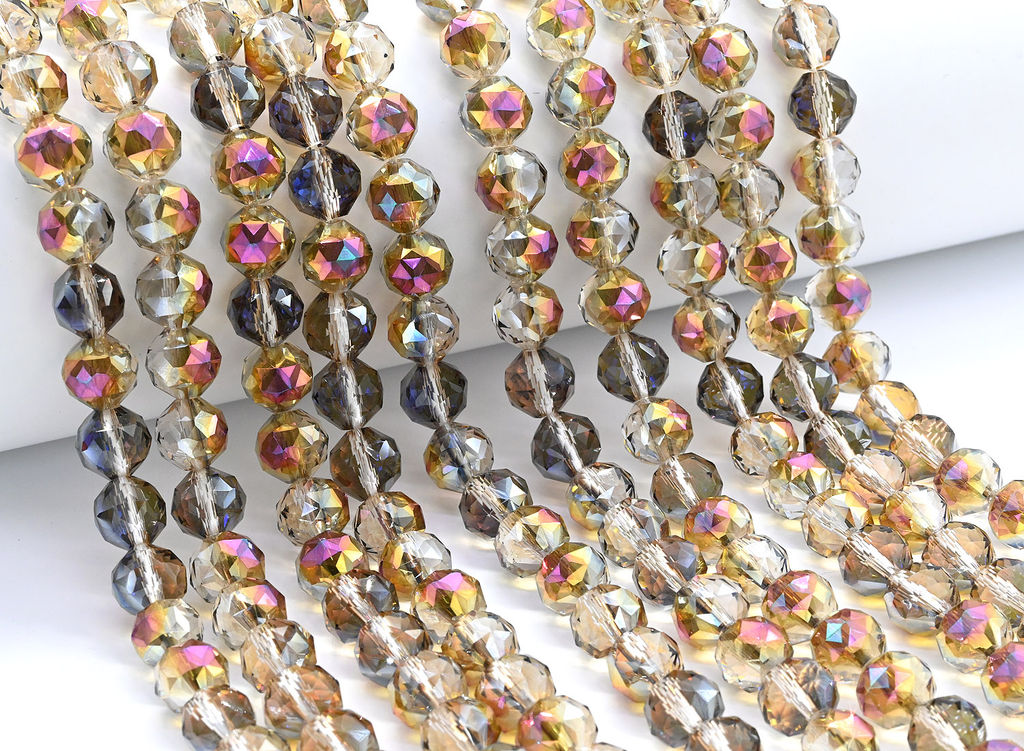 Бусины из циркона шарик с гранями 10мм цв.хамелеон, 38см, 40 бусин Радуга камня