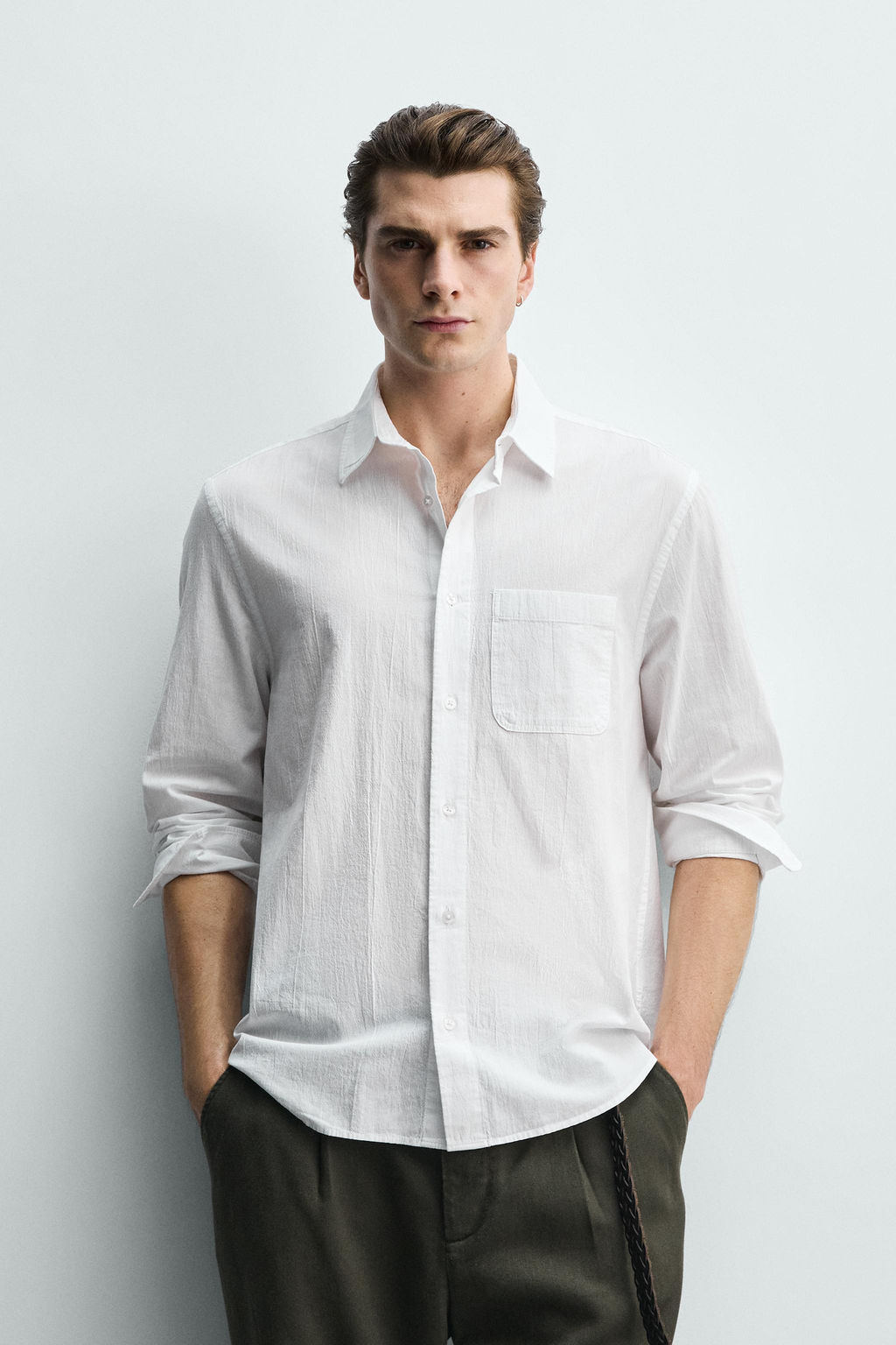 CAMISA REGULAR FIT EFECTO ARRUGADO / Blanco - Zara фото 2