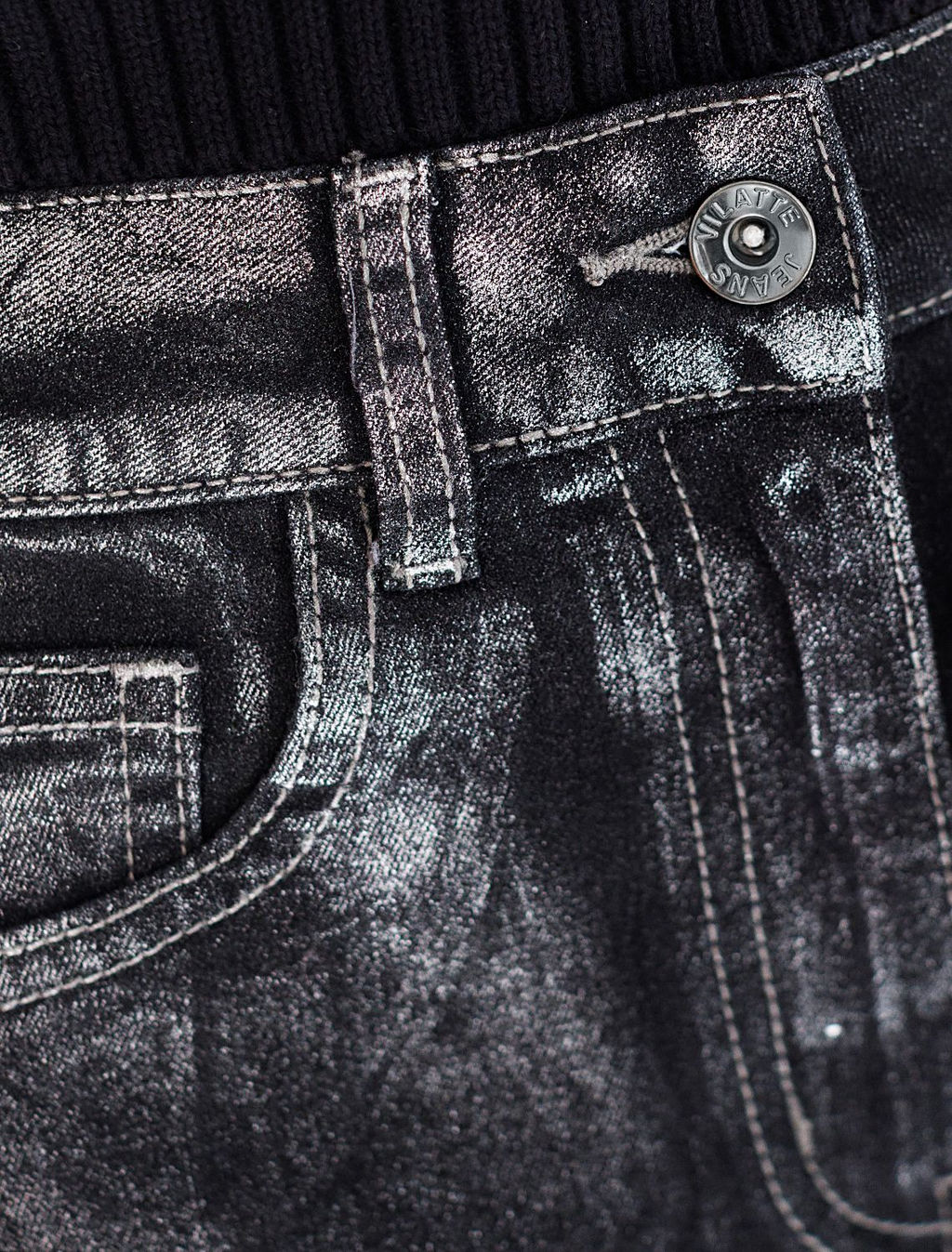 Джинсы трубы из эластичного денима с металлизированным покрытием - Vilatte фото 3