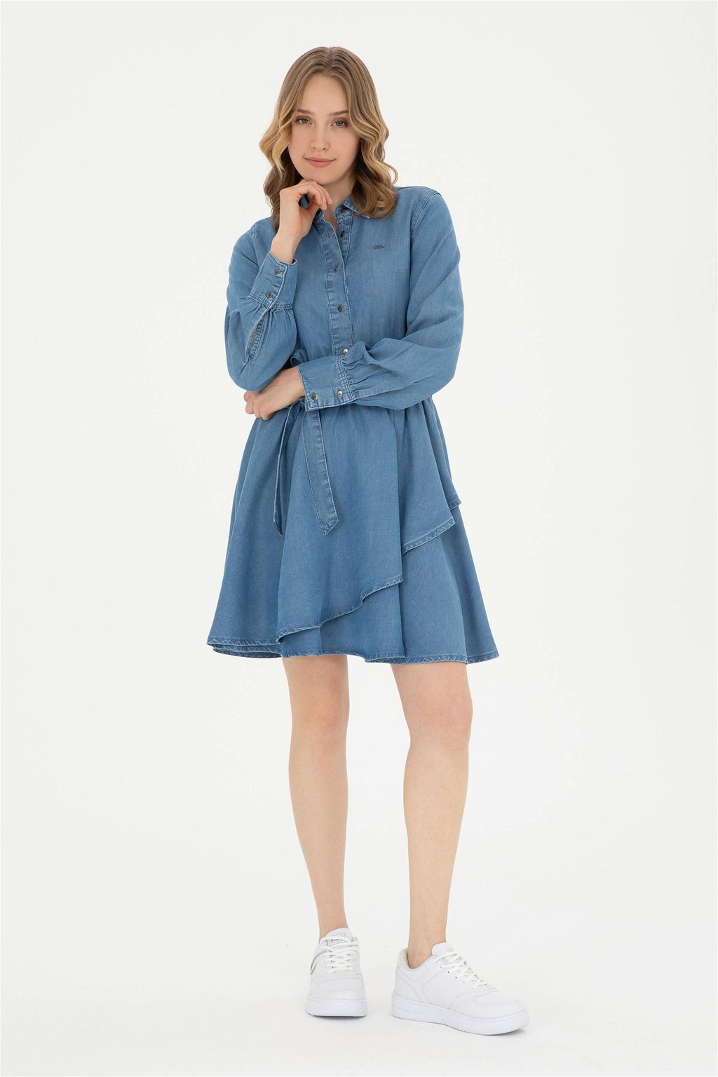 Женское голубое джинсовое платье с воротником-поло Неожиданная скидка в корзине - U.s. polo assn фото 4