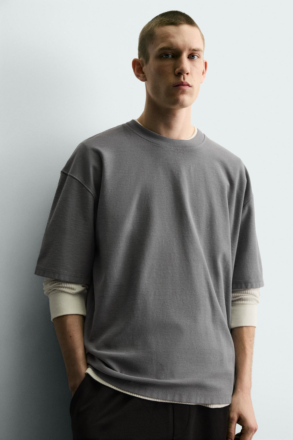 CAMISETA BOXY FIT B?SICA / Gris?ceo - Zara фото 5