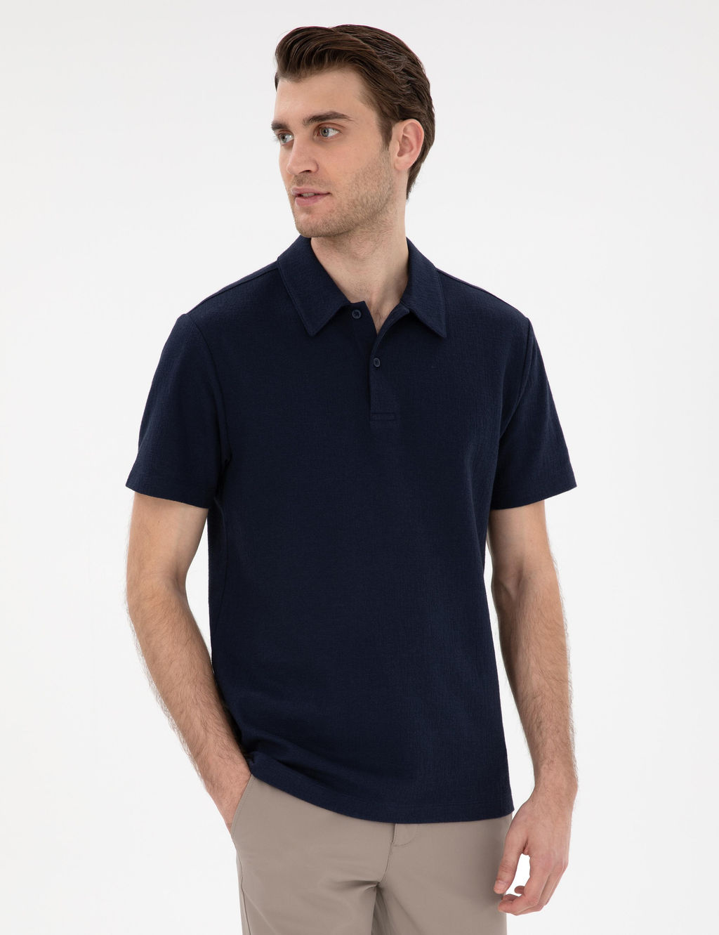 Lacivert Slim Fit Polo Yaka Ti__rt