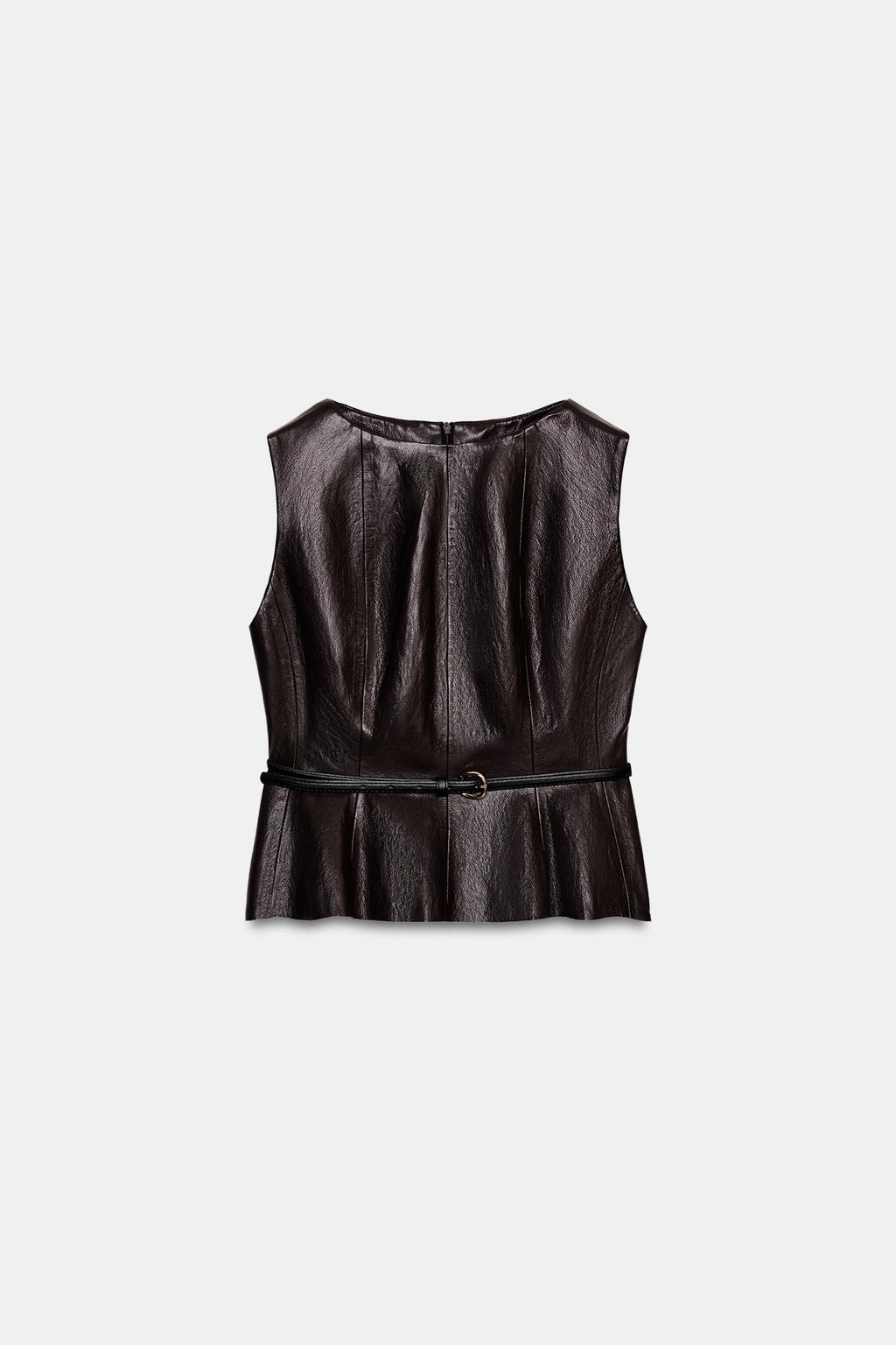 FAUX LEATHER BELTED TOP - Zara фото 16