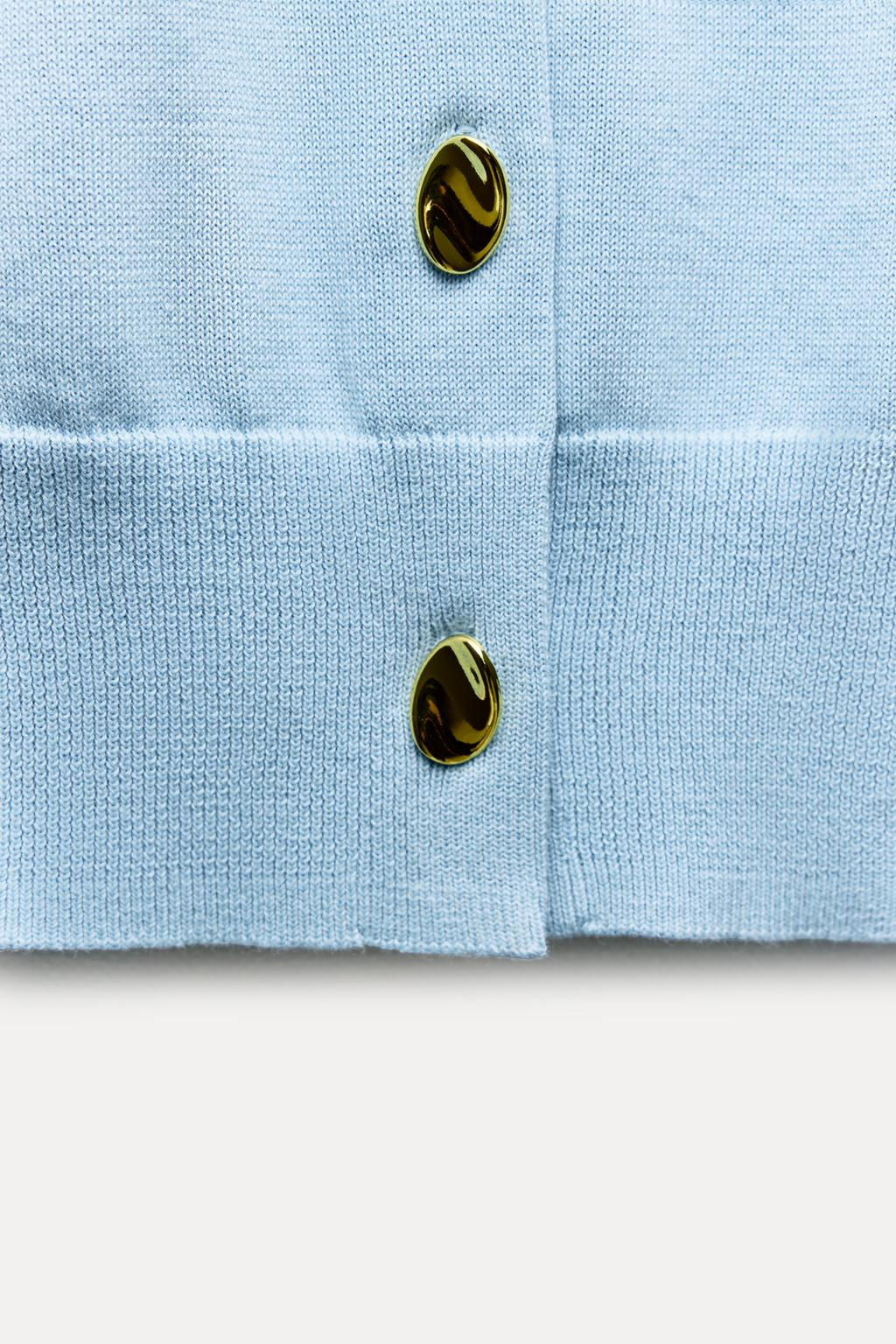 PLAIN KNIT TOP WITH GOLDEN BUTTONS - Zara фото 15