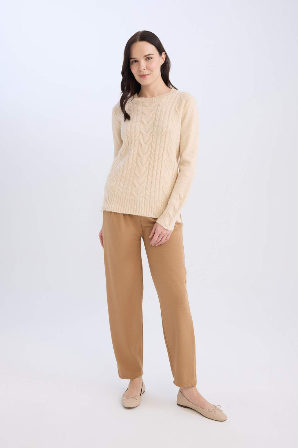 Pantolon Straight Fit Lastikli Bel Piliseli Basic Duz - Defacto фото 2