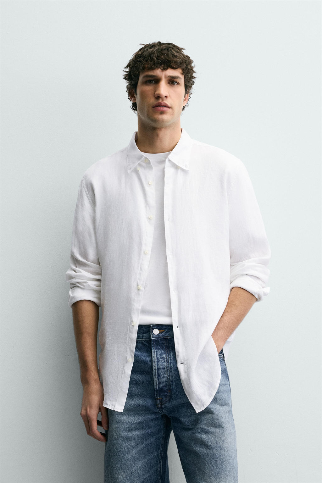 CAMISA REGULAR FIT 100% LINO / Blanco - Zara фото 2