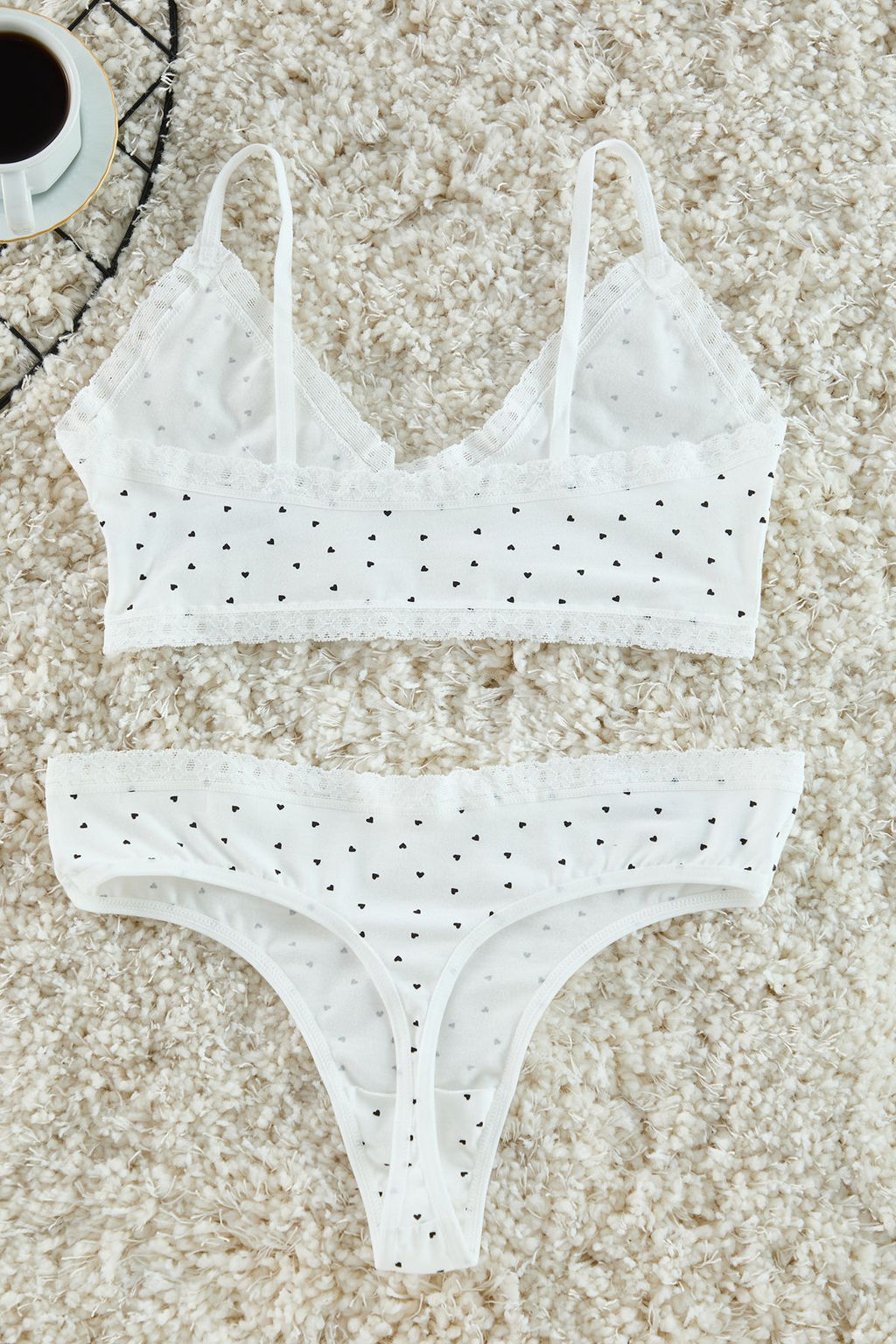 Trendyolmilla Beyaz Pamuklu Kalpli Dantelli Kaps?z Orme Ic Camas?r? Tak?m? THMAW25CC00018 фото 2