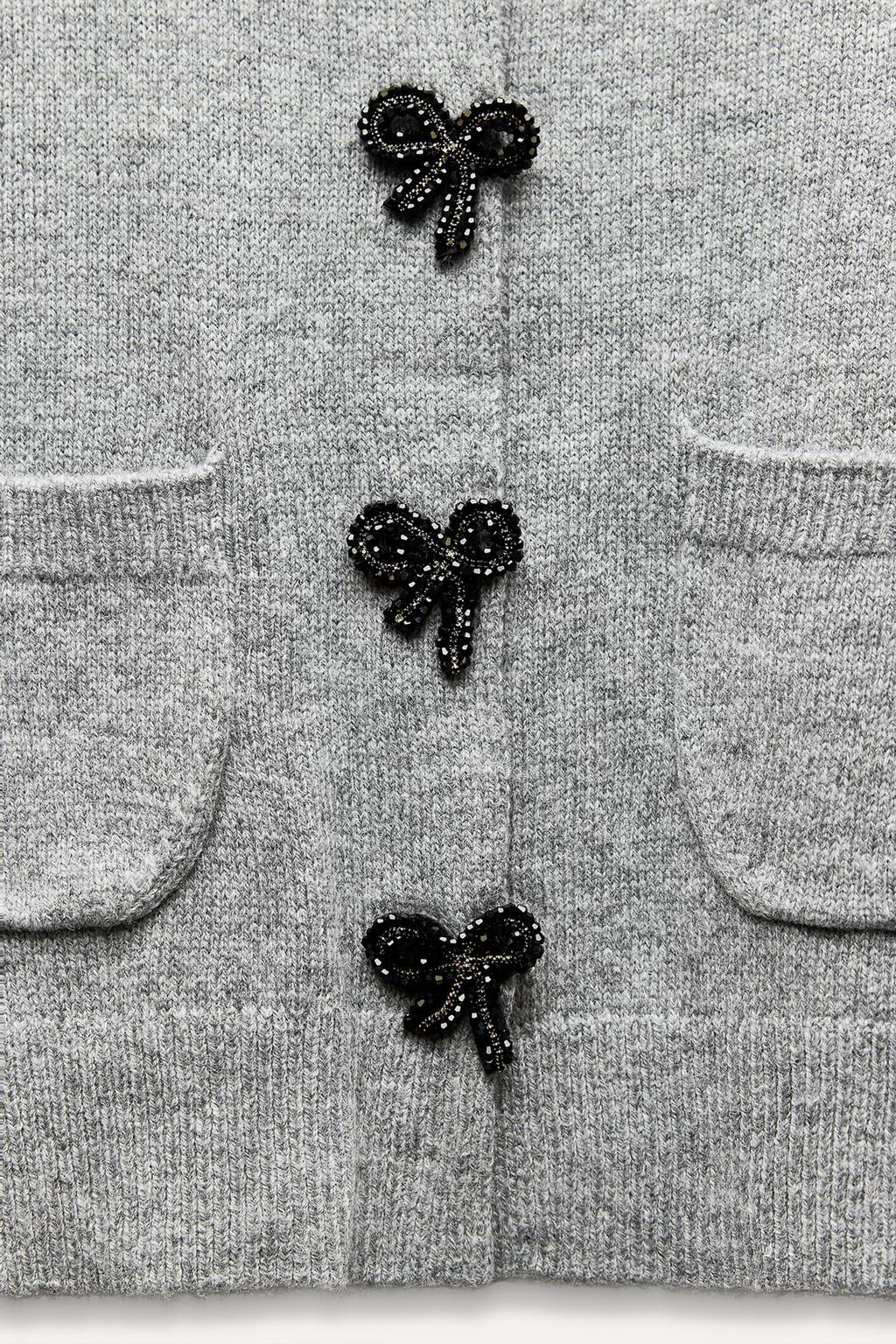 KNIT CARDIGAN WITH BUTTONS AND BOWS - Zara фото 7
