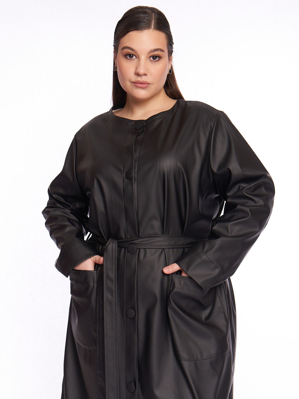 Кожаное пальто PL39309BLK01 - Артесса фото 4