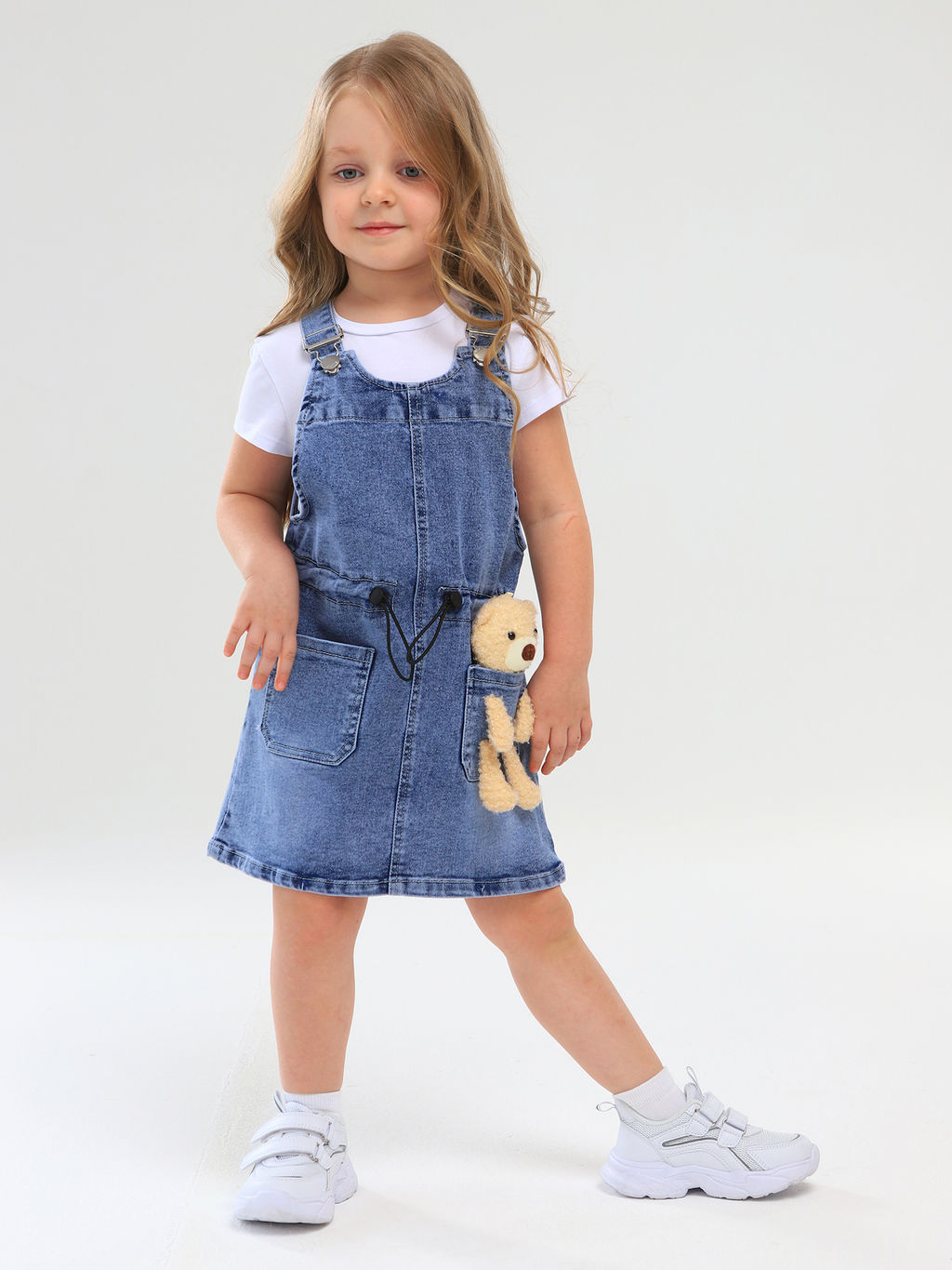 Сарафан джинсовый для девочек - Синий мир фото 5
