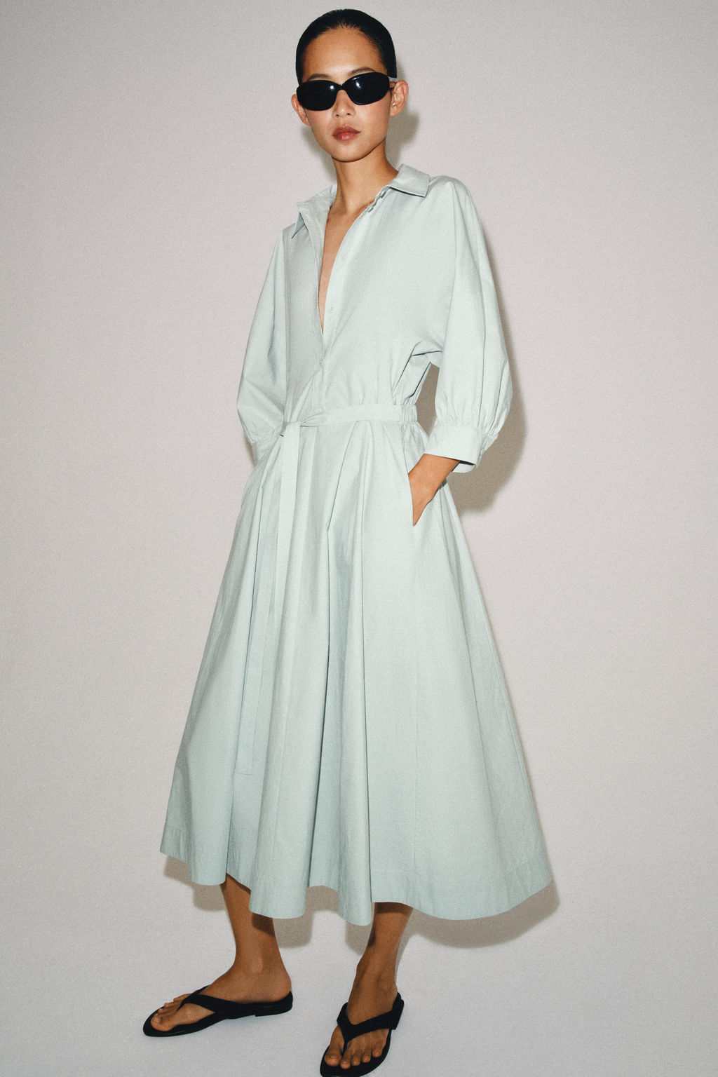 VESTIDO CAMISERO ZW COLLECTION / Azul lavado