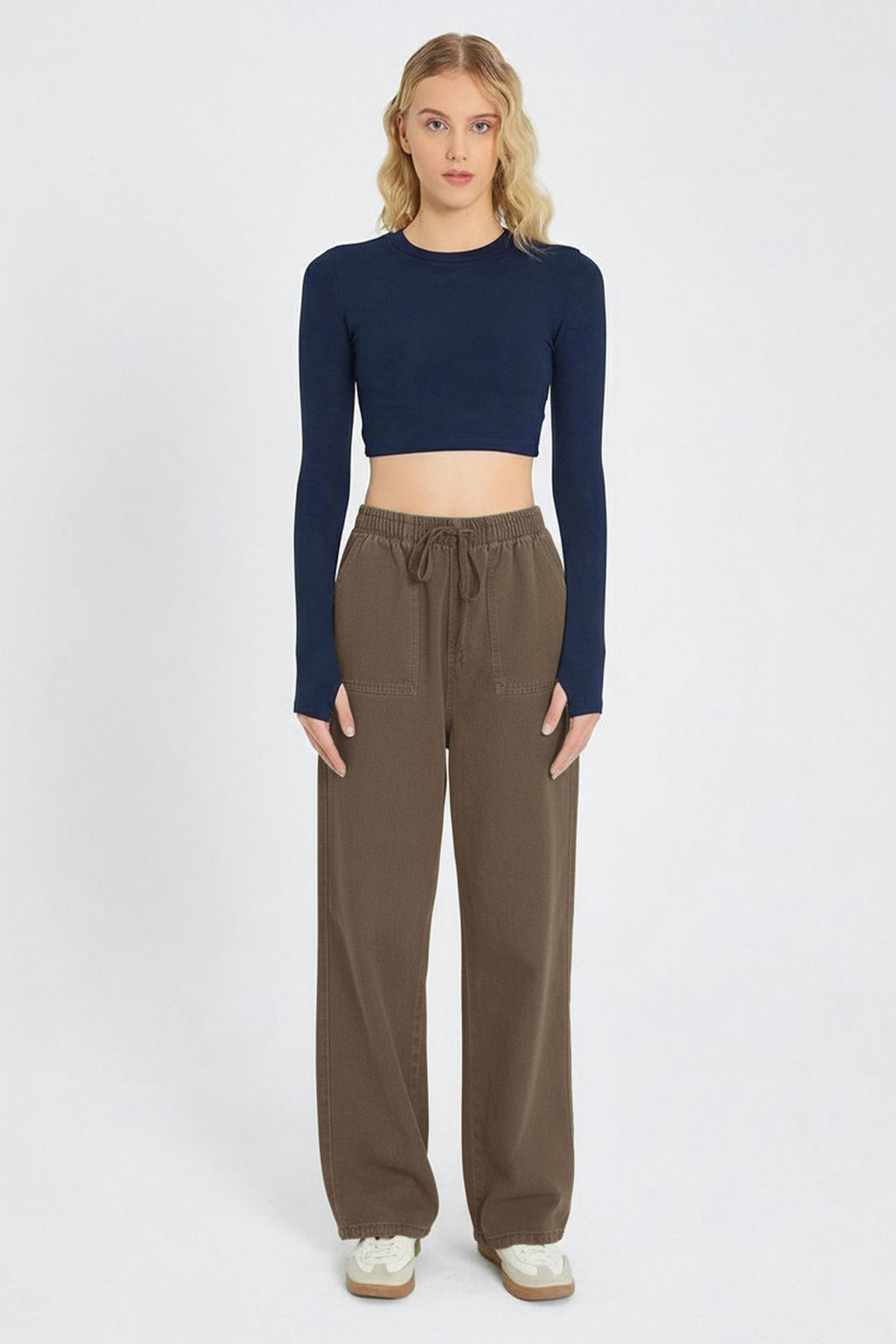 TRENDYOLMILLA Siyah Cep Detayl? Kot Gorunumlu Wide Leg/Genis Paca Dokuma Pantolon TWOSS25PL00076  фото 35