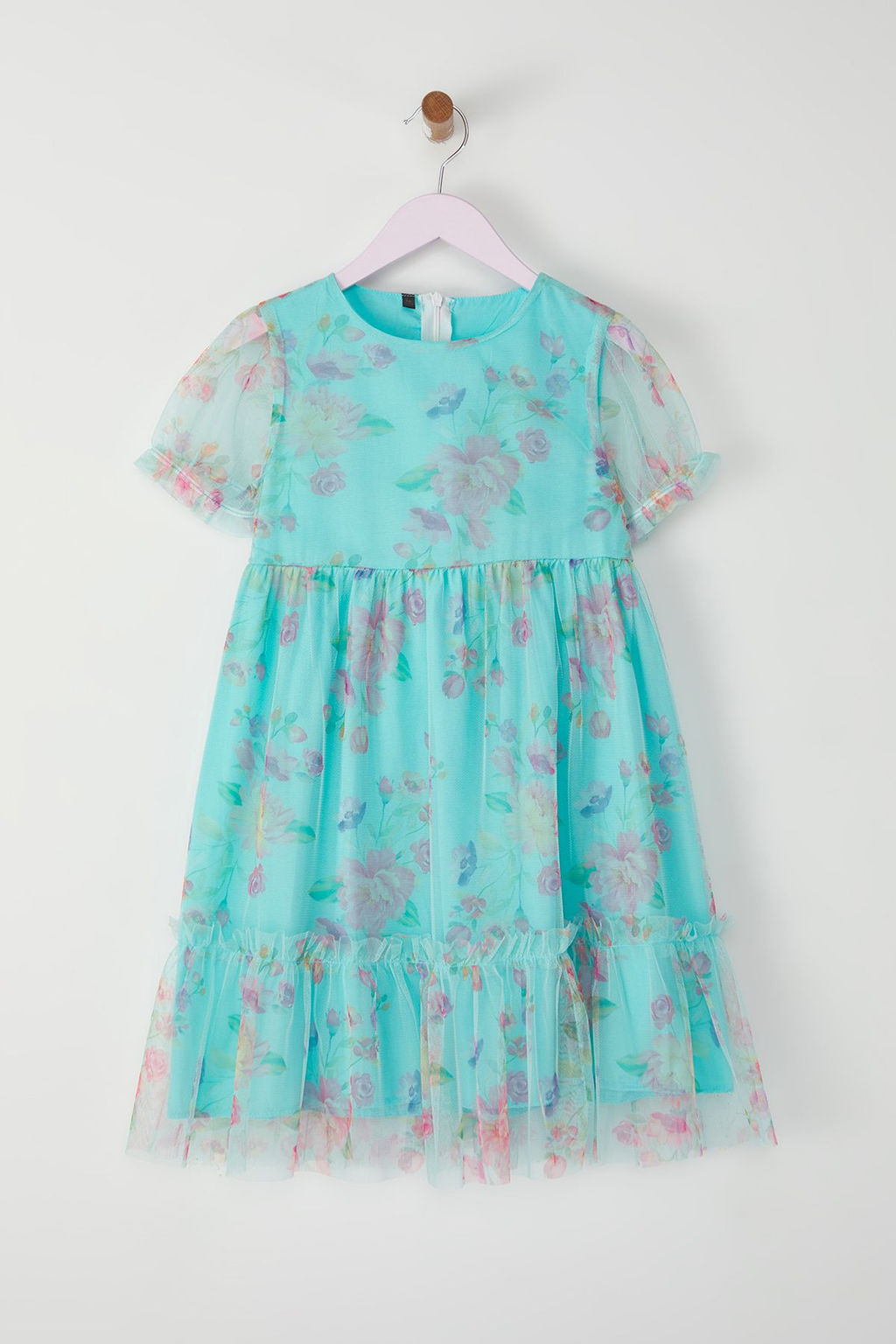 Mint K?z Cocuk Cicekli Balon Kol Bayraml?k Dokuma Elbise TKDSS25EL00027 - Trendyolmilla фото 4