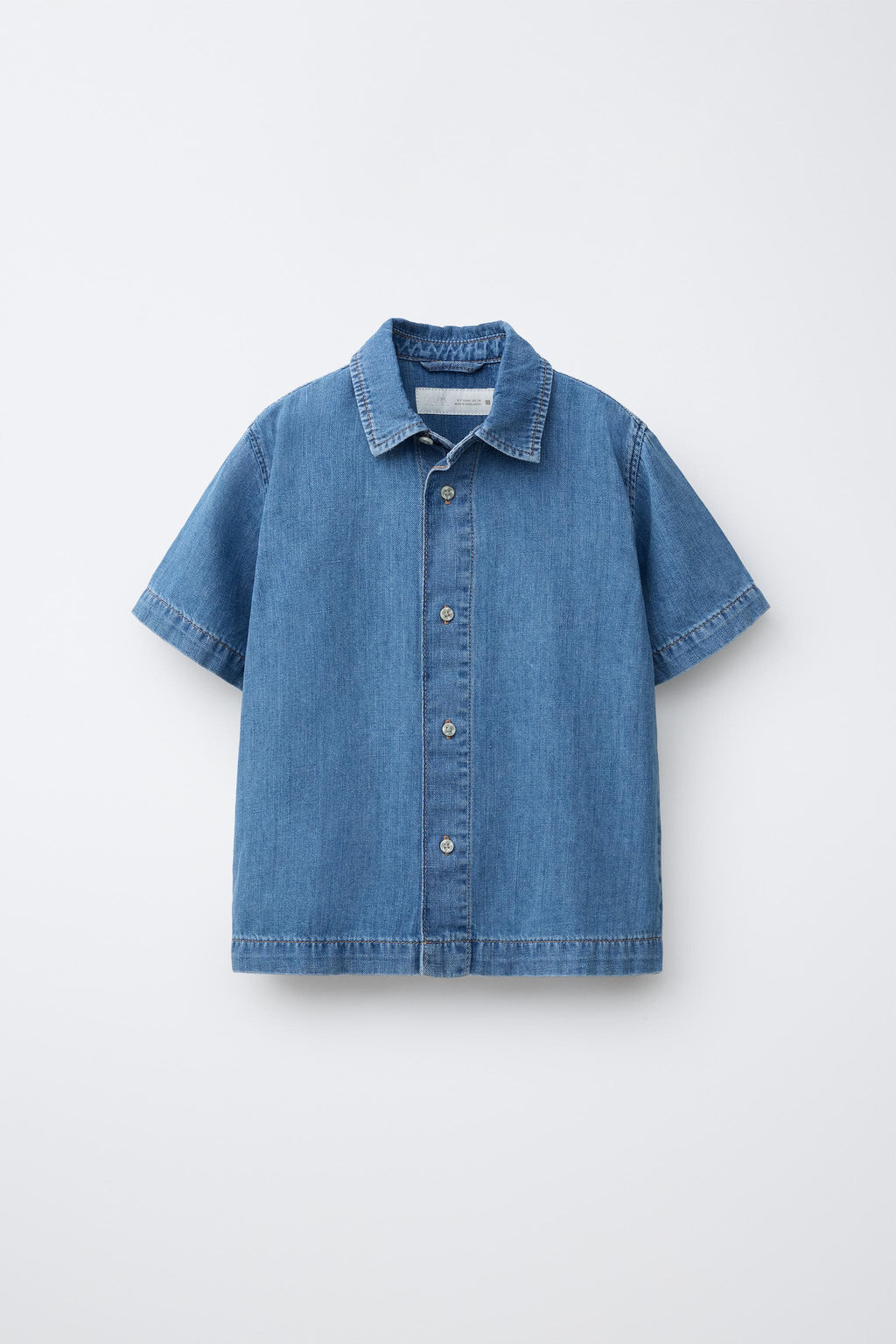 CAMISA DENIM CON ALGOD?N Y LINO / Azul - Zara фото 2