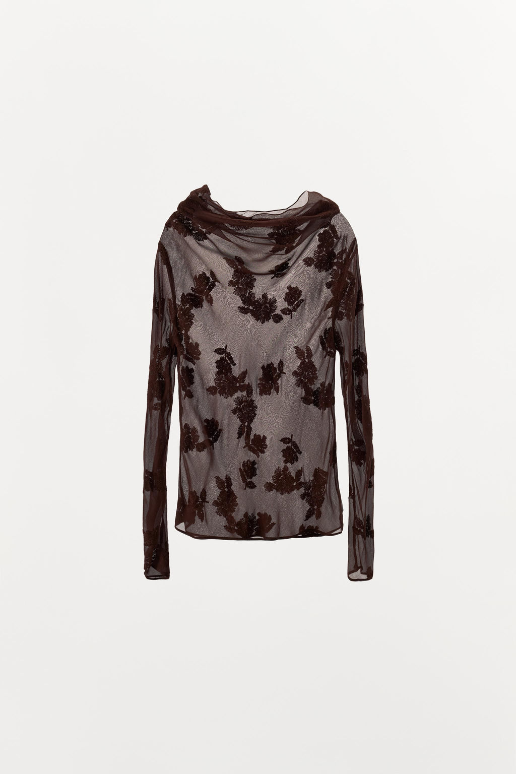 SEMI-SHEER SHIRT WITH FLORAL EMBROIDERY - Zara фото 6