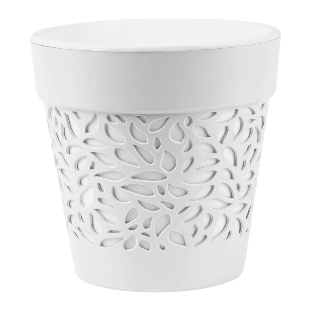 Кашпо для цветов пластиковое 8,3л d-22,5см "Блоссом" Белый/Белый