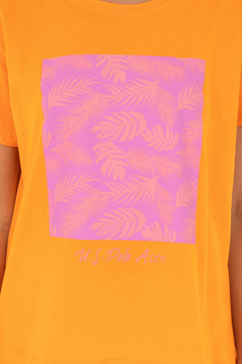 Футболка U.S. Polo Assn женская оранжевая хлопок  фото 6